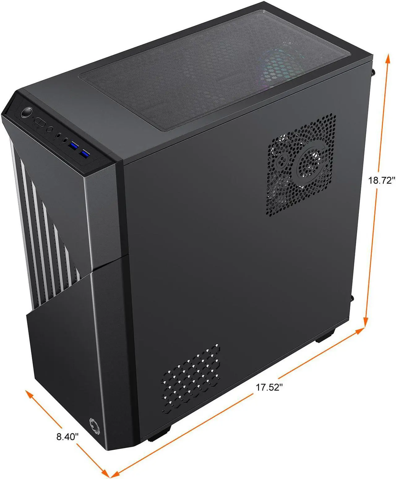 Alt view image 9 of 17 - GAMEMAX Contac COC BG Black / Grey Steel / Tempered Glass ATX Mid Tower Computer Case