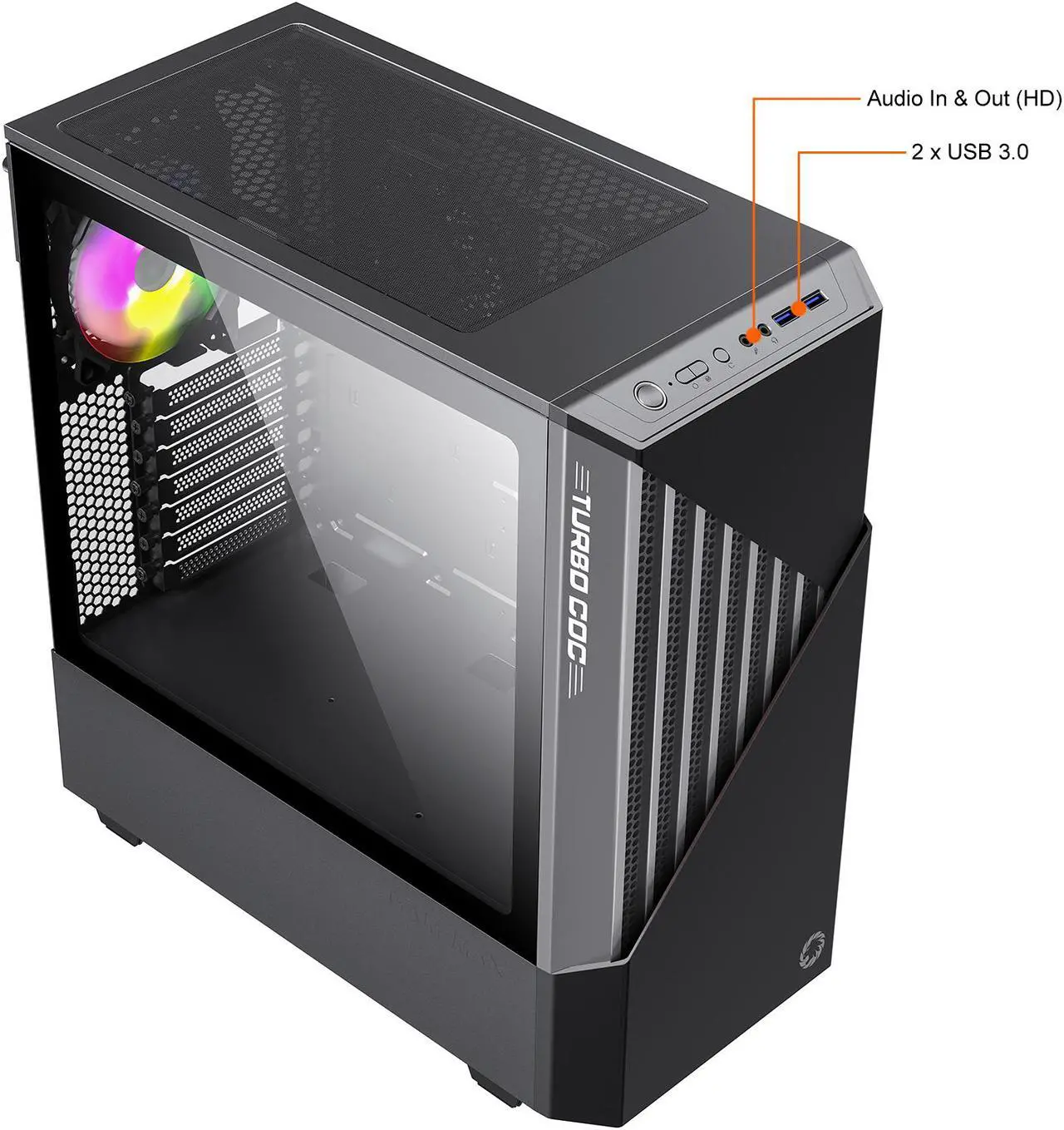 Alt view image 6 of 17 - GAMEMAX Contac COC BG Black / Grey Steel / Tempered Glass ATX Mid Tower Computer Case