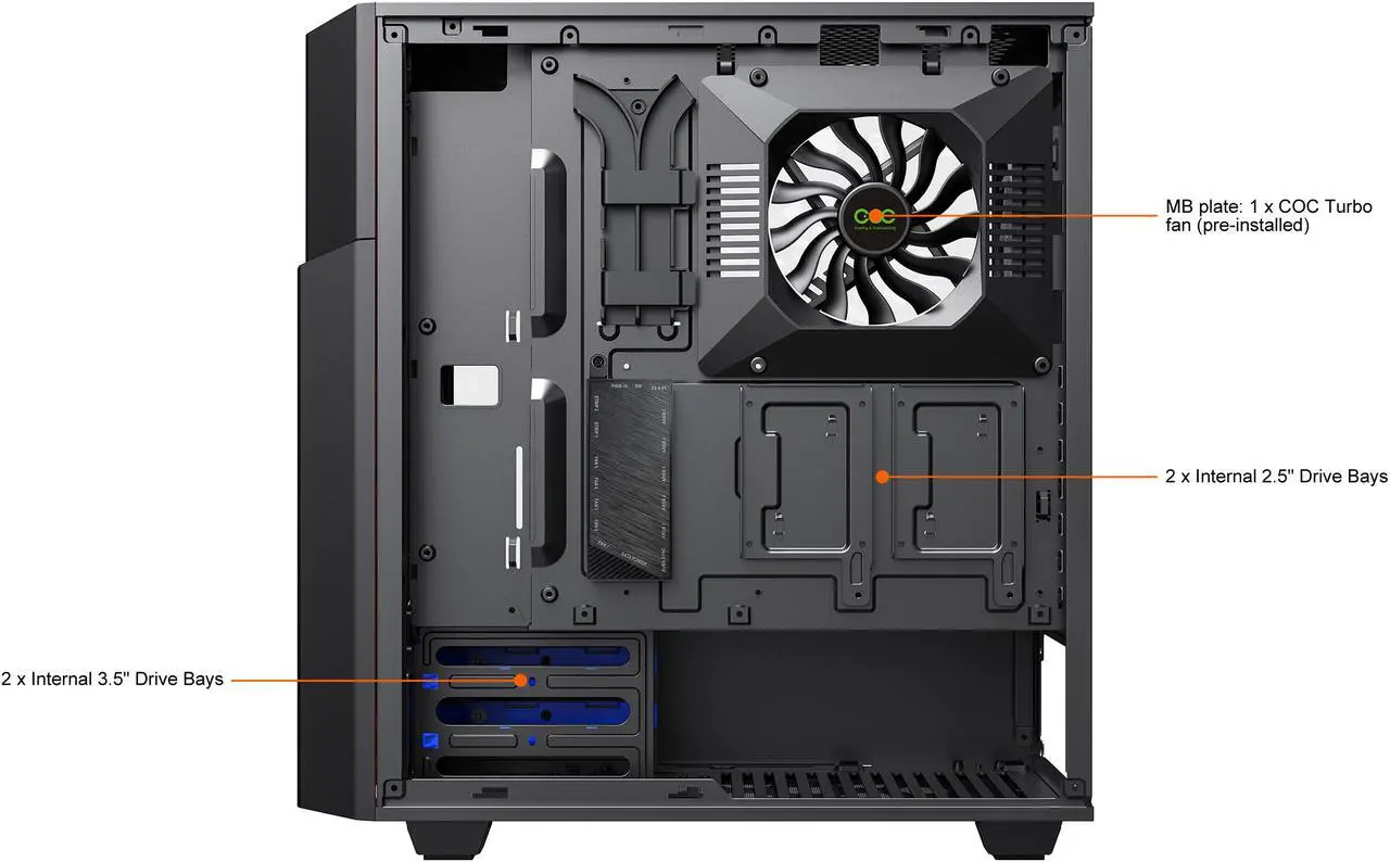 Alt view image 13 of 17 - GAMEMAX Contac COC BG Black / Grey Steel / Tempered Glass ATX Mid Tower Computer Case