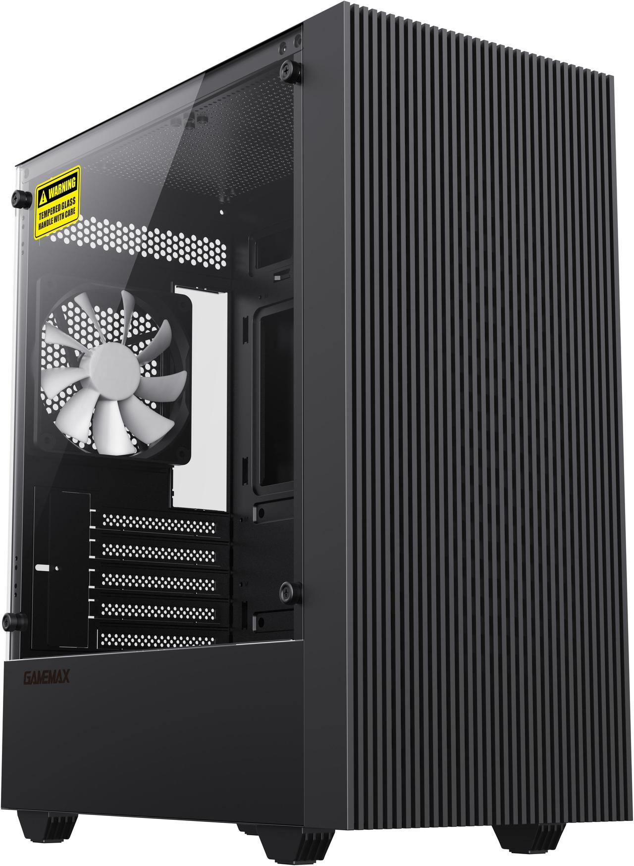 Alt view image 2 of 14 - Gamemax Edge Black USB3.0 Tempered Glass Micro ATX Gaming Computer Case w/Tempered Glass Panel and 1 x ARGB LED Fan x Rear (Pre-Installed