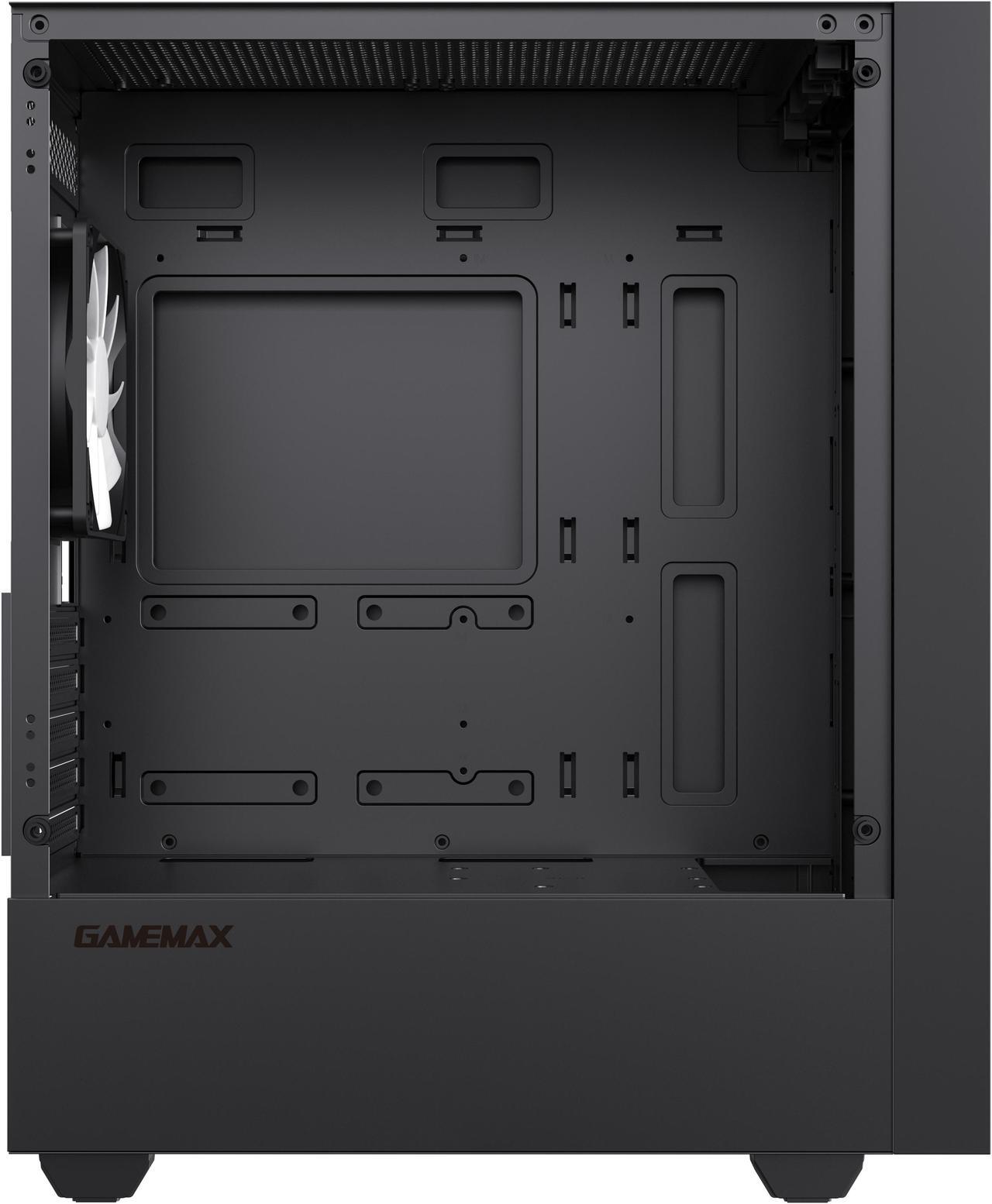 Alt view image 8 of 14 - Gamemax Edge Black USB3.0 Tempered Glass Micro ATX Gaming Computer Case w/Tempered Glass Panel and 1 x ARGB LED Fan x Rear (Pre-Installed