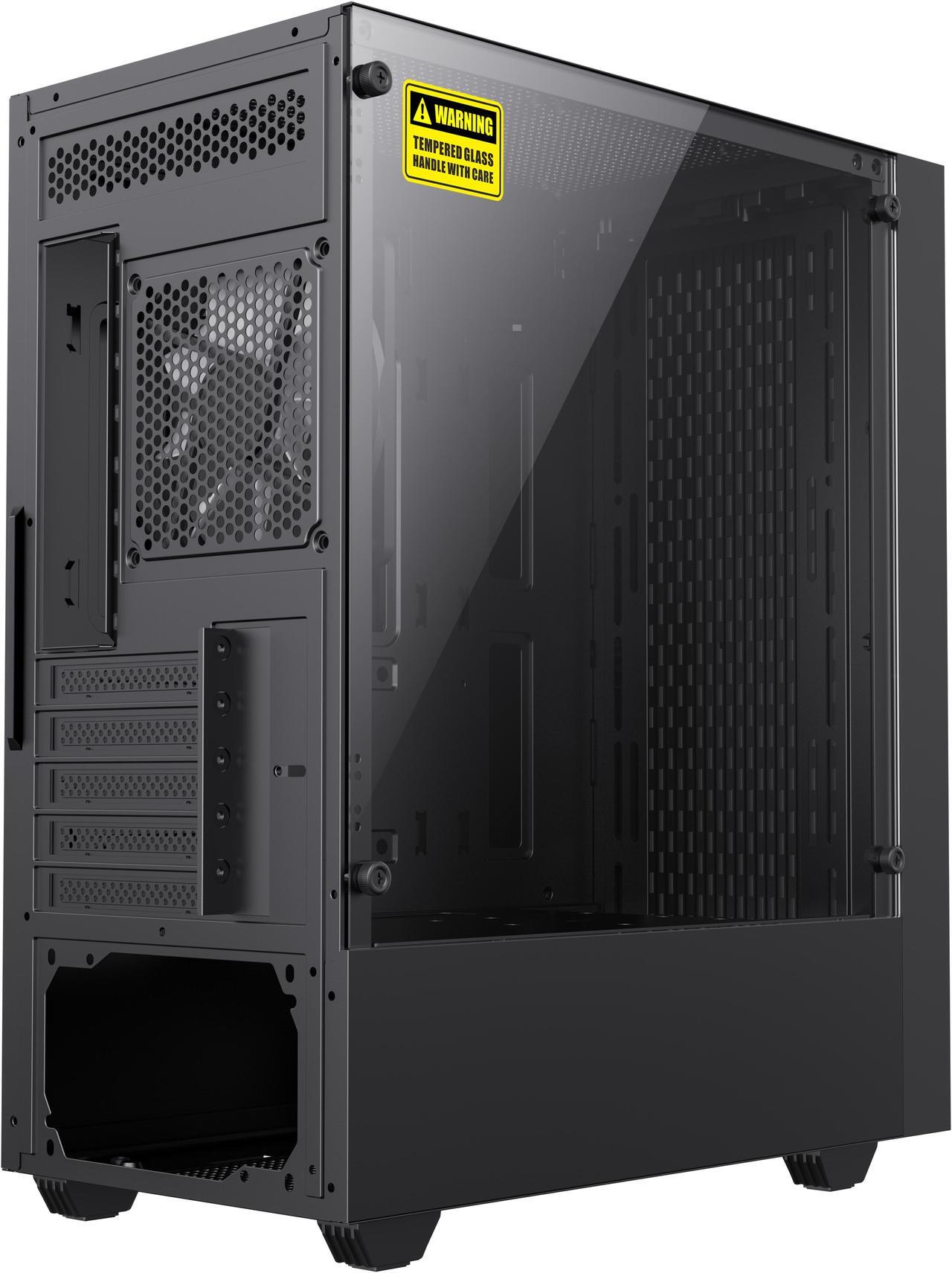 Alt view image 9 of 14 - Gamemax Edge Black USB3.0 Tempered Glass Micro ATX Gaming Computer Case w/Tempered Glass Panel and 1 x ARGB LED Fan x Rear (Pre-Installed