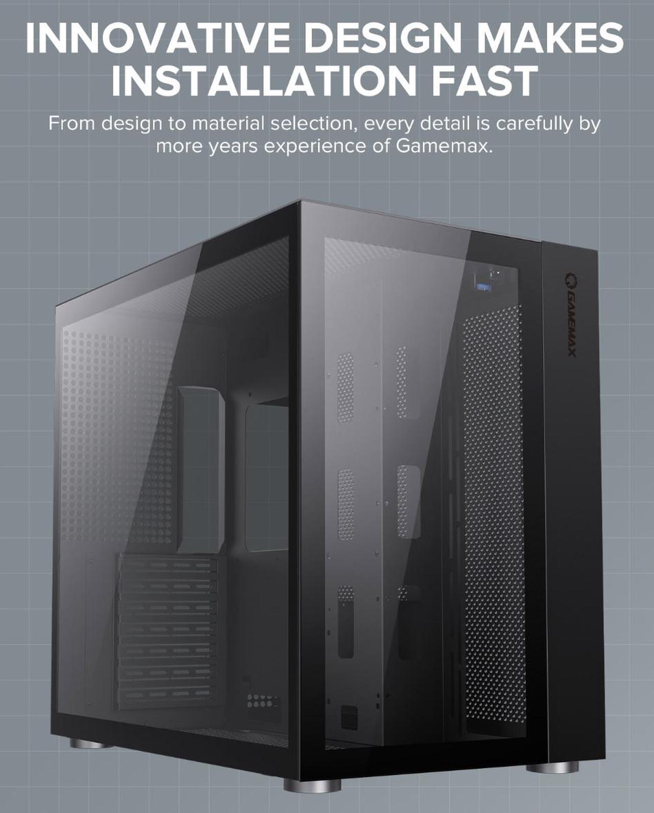 Alt view image 2 of 14 - Gamemax Infinity BK Black USB3.0 /Type C Tempered Glass ATX Mid Tower Gaming Computer Case w/ Dual Tempered Glass Panels (Fans Not Included)