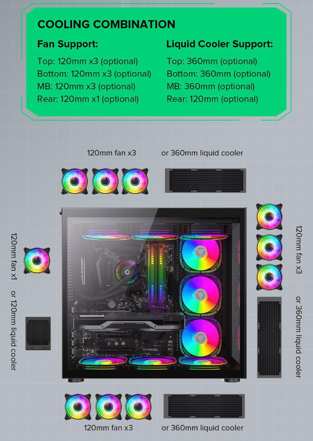 Alt view image 6 of 14 - Gamemax Infinity BK Black USB3.0 /Type C Tempered Glass ATX Mid Tower Gaming Computer Case w/ Dual Tempered Glass Panels (Fans Not Included)