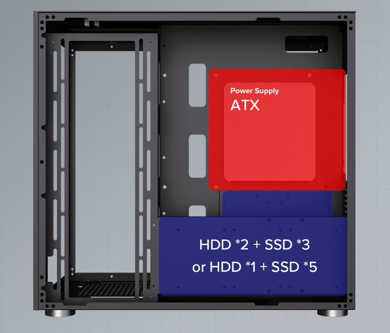 Alt view image 9 of 14 - Gamemax Infinity BK Black USB3.0 /Type C Tempered Glass ATX Mid Tower Gaming Computer Case w/ Dual Tempered Glass Panels (Fans Not Included)