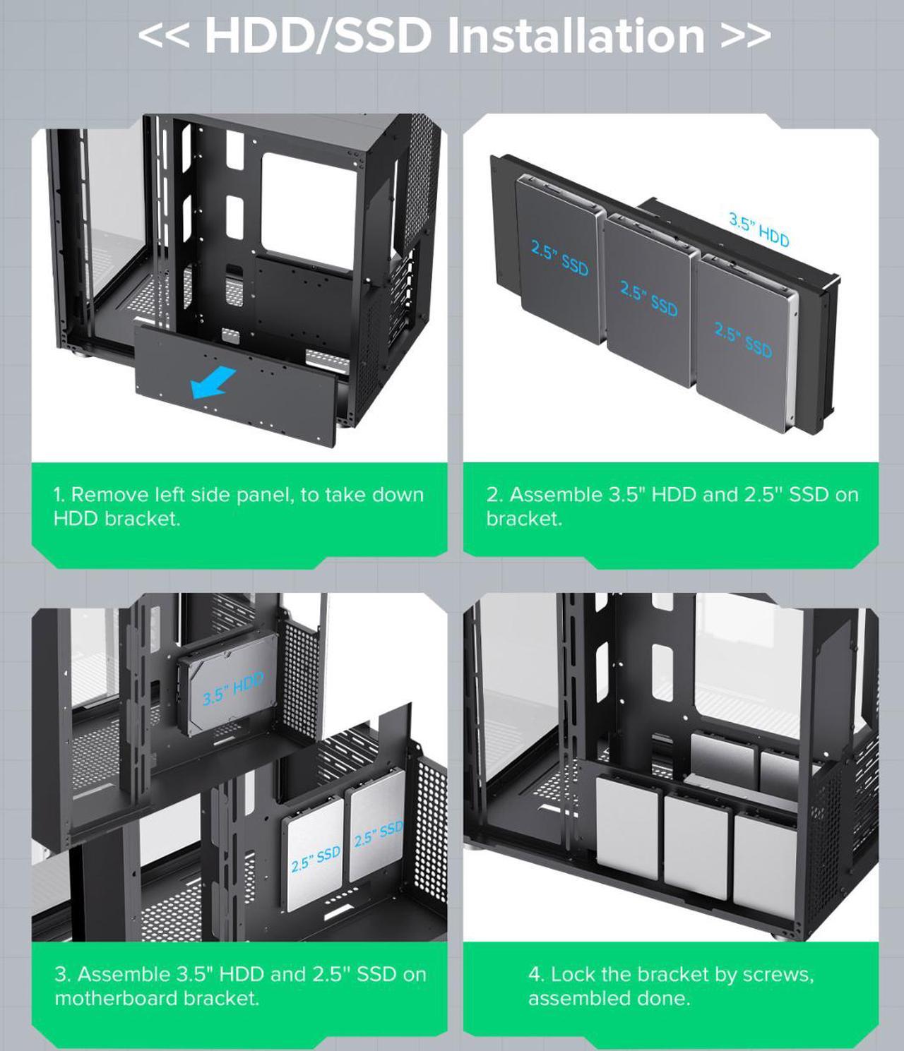 Alt view image 10 of 14 - Gamemax Infinity BK Black USB3.0 /Type C Tempered Glass ATX Mid Tower Gaming Computer Case w/ Dual Tempered Glass Panels (Fans Not Included)