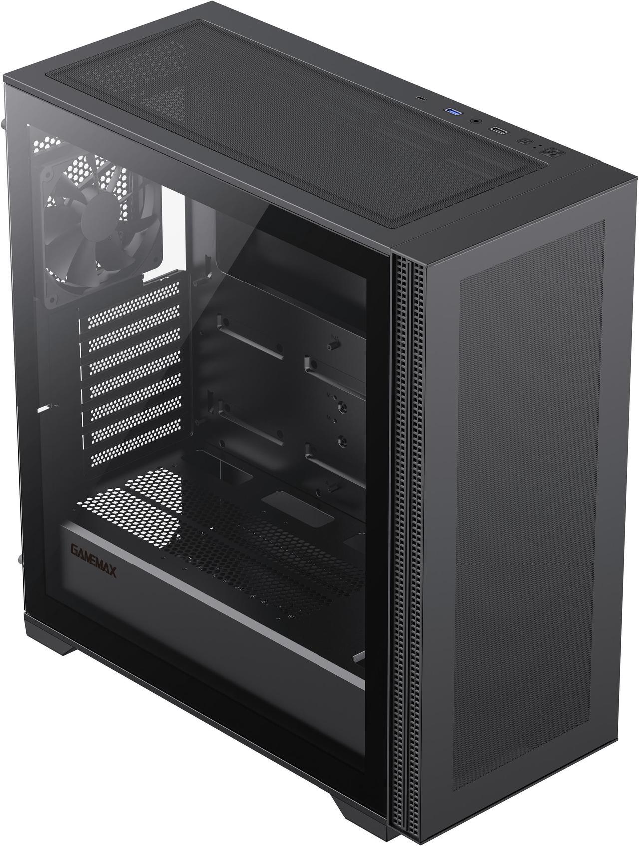 Alt view image 4 of 13 - GAMEMAX Quest Black E-ATX PC Gaming Case-Pre-Installed 1X 120mm Black Fan-Micro ATX / ATX / ITX / E-ATX
