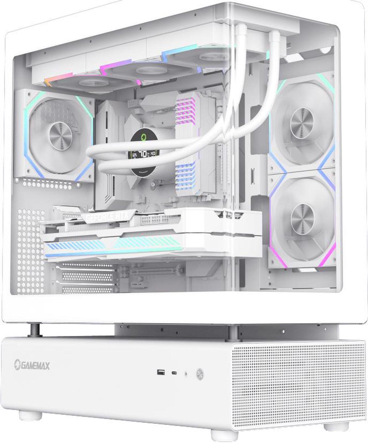 GAMEMAX Infinity N80 WH White Curved Tempered Glass USB3.0/Type C ATX Mid Tower Case w/6 PWM ARGB Fans (Pre-Installed)