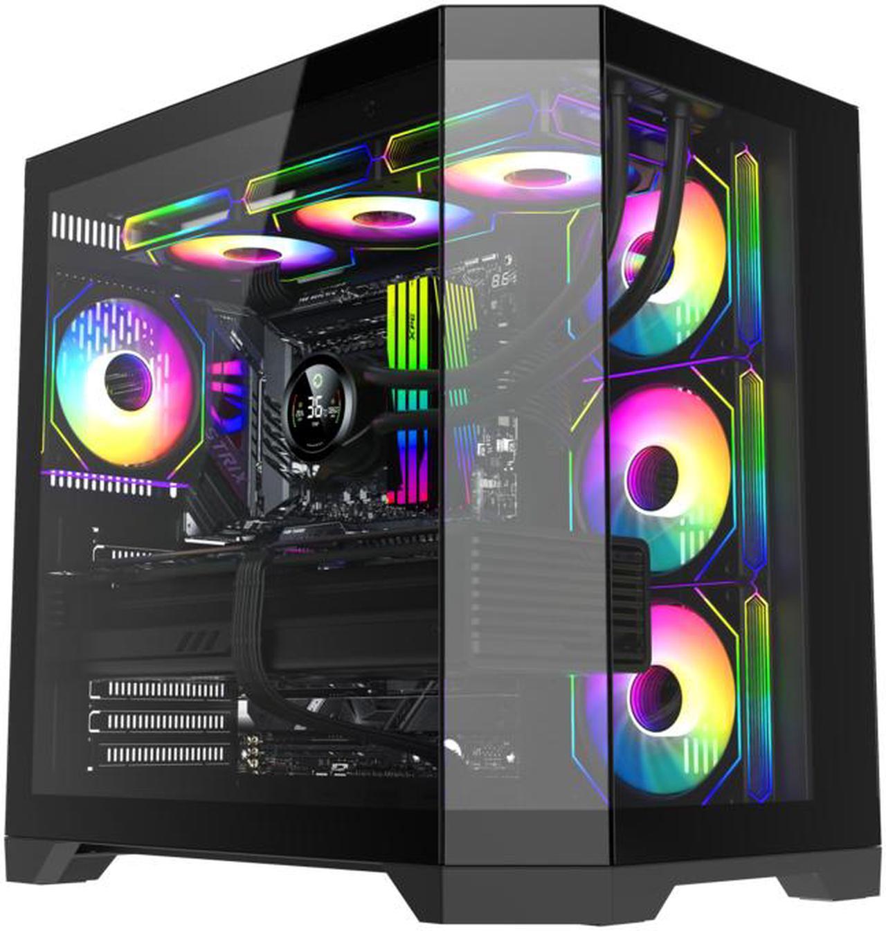 GAMEMAX HYPE-A Black USB3.0 Mid-Tower ATX Tempered Glass Computer Case w/4 x PWM ARGB Fans (3 x MB side, 1 x Rear) Pre-Installed