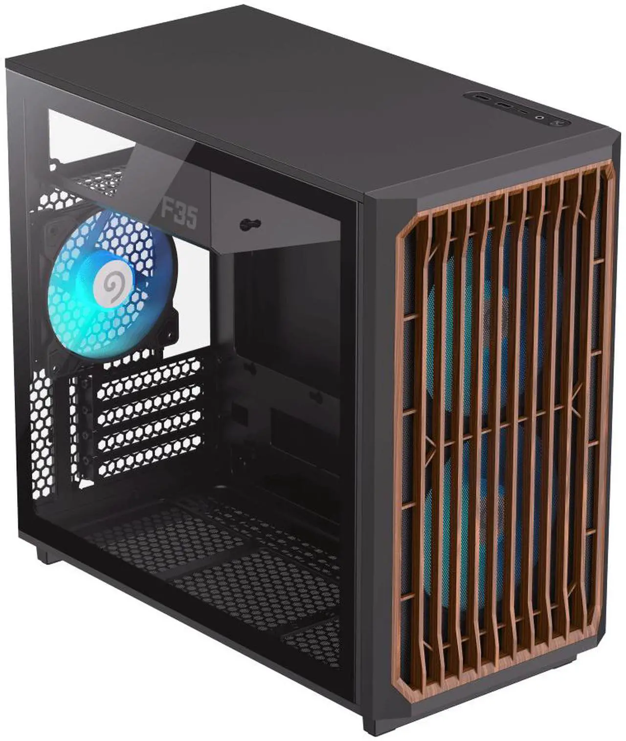 Alt view image 5 of 13 - GAMEMAX F35 BW Black USB3.0 /Type C Micro-ATX Gaming PC Tempered Glass Computer Case, Pre-installed 3x ARGB Fan