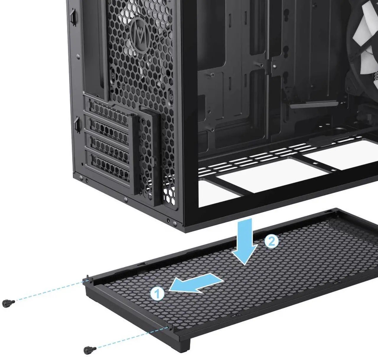 Alt view image 13 of 13 - GAMEMAX F35 BW Black USB3.0 /Type C Micro-ATX Gaming PC Tempered Glass Computer Case, Pre-installed 3x ARGB Fan