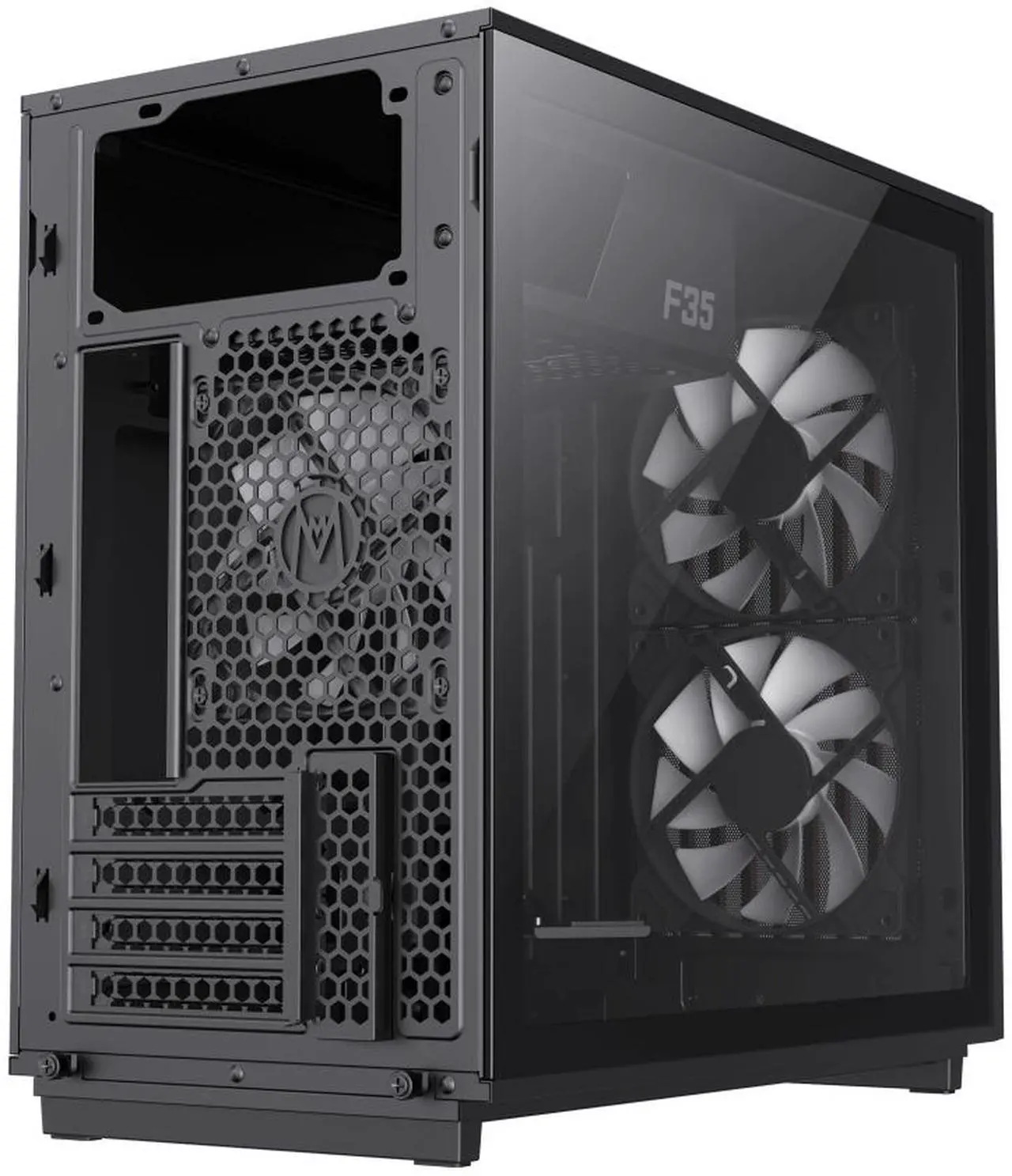 Alt view image 9 of 13 - GAMEMAX F35 BW Black USB3.0 /Type C Micro-ATX Gaming PC Tempered Glass Computer Case, Pre-installed 3x ARGB Fan