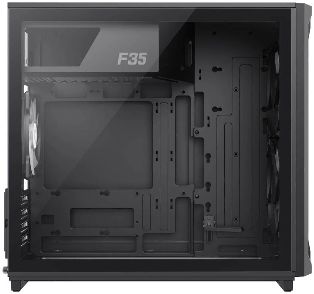 Alt view image 7 of 13 - GAMEMAX F35 BW Black USB3.0 /Type C Micro-ATX Gaming PC Tempered Glass Computer Case, Pre-installed 3x ARGB Fan