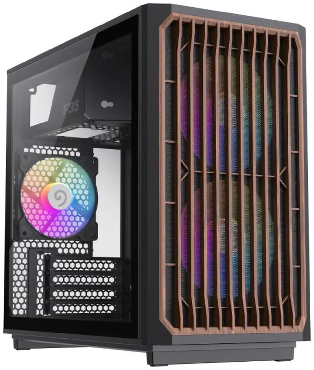 Main image of GAMEMAX F35 BW Black USB3.0 /Type C Micro-ATX Gaming PC Tempered Glass Computer Case, Pre-installed 3x ARGB Fan