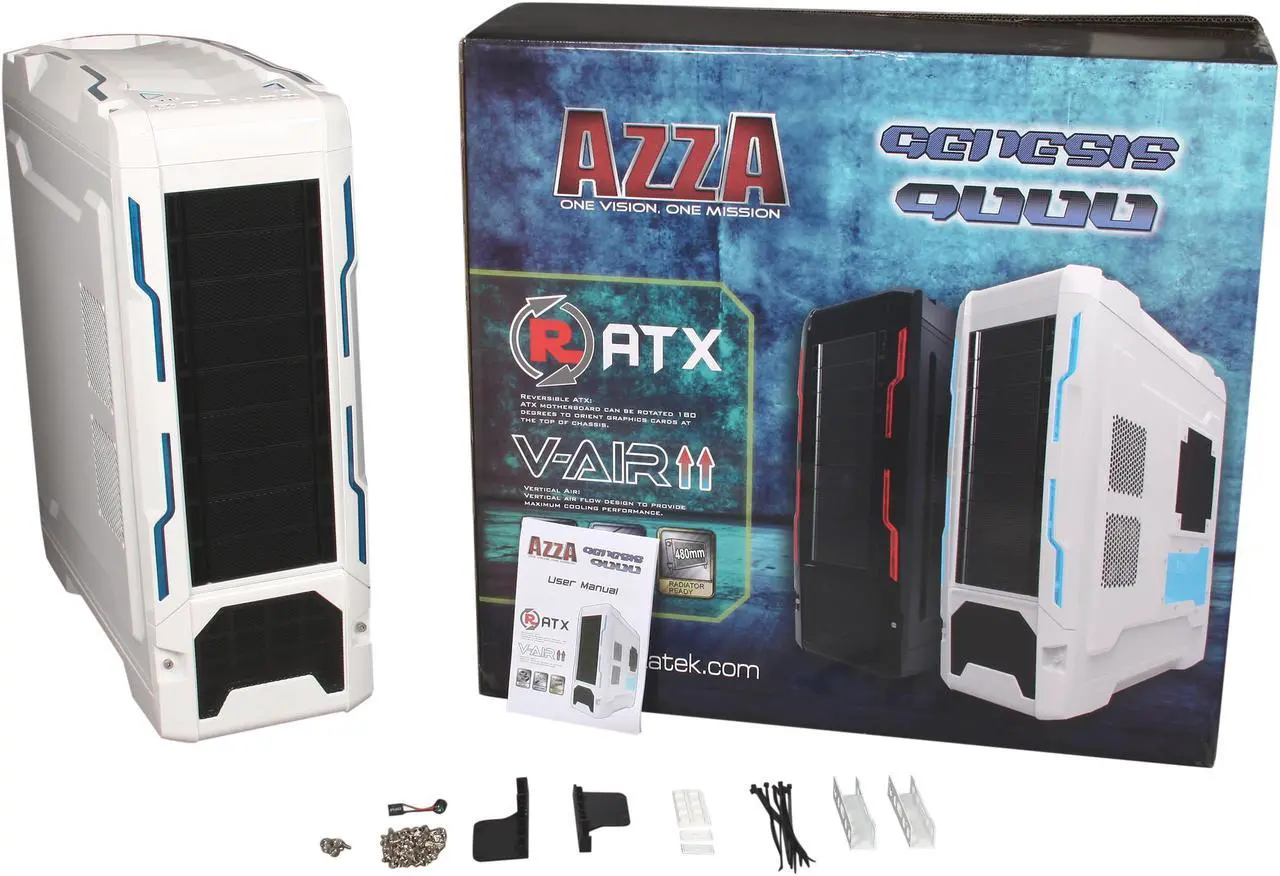 Alt view image 11 of 11 - AZZA Genesis 9000 CSAZ-9000W White 0.8mm SECC ATX Full Tower Computer Case