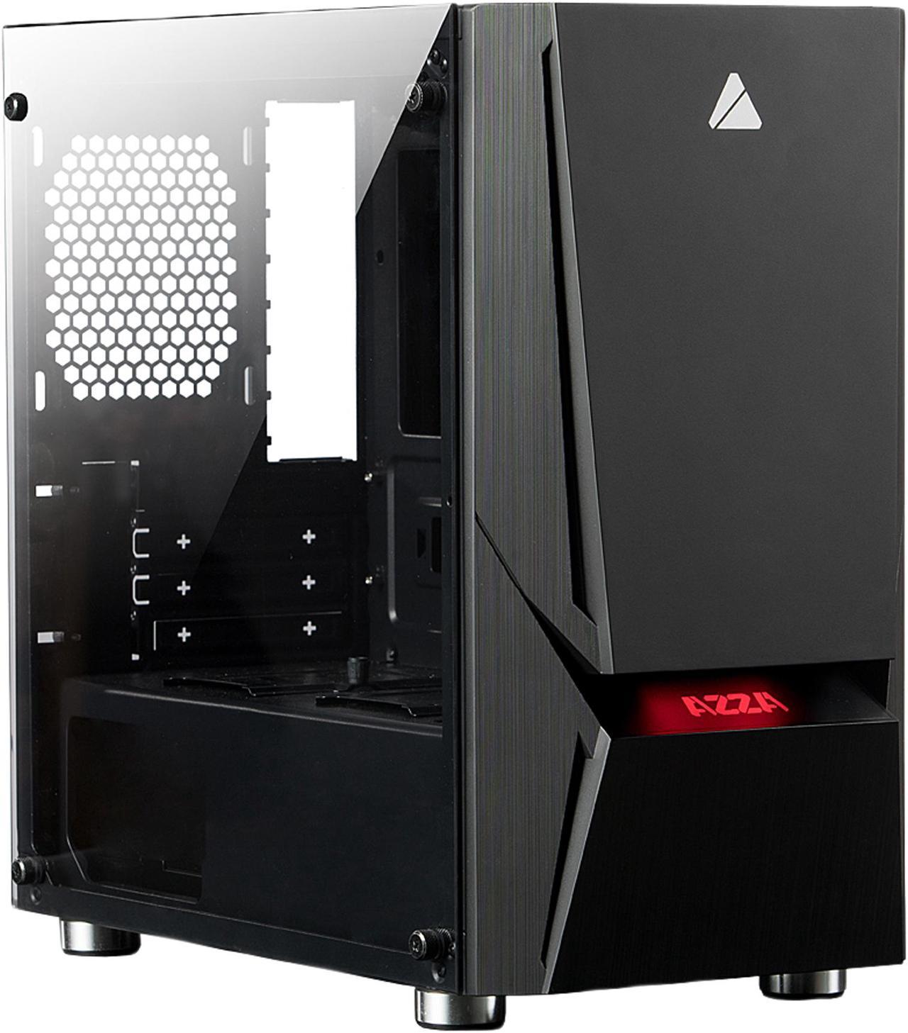 AZZA LUMINOUS 110 CSAZ-110F Black Steel / Tempered Glass Micro ATX Mid Tower Computer Case