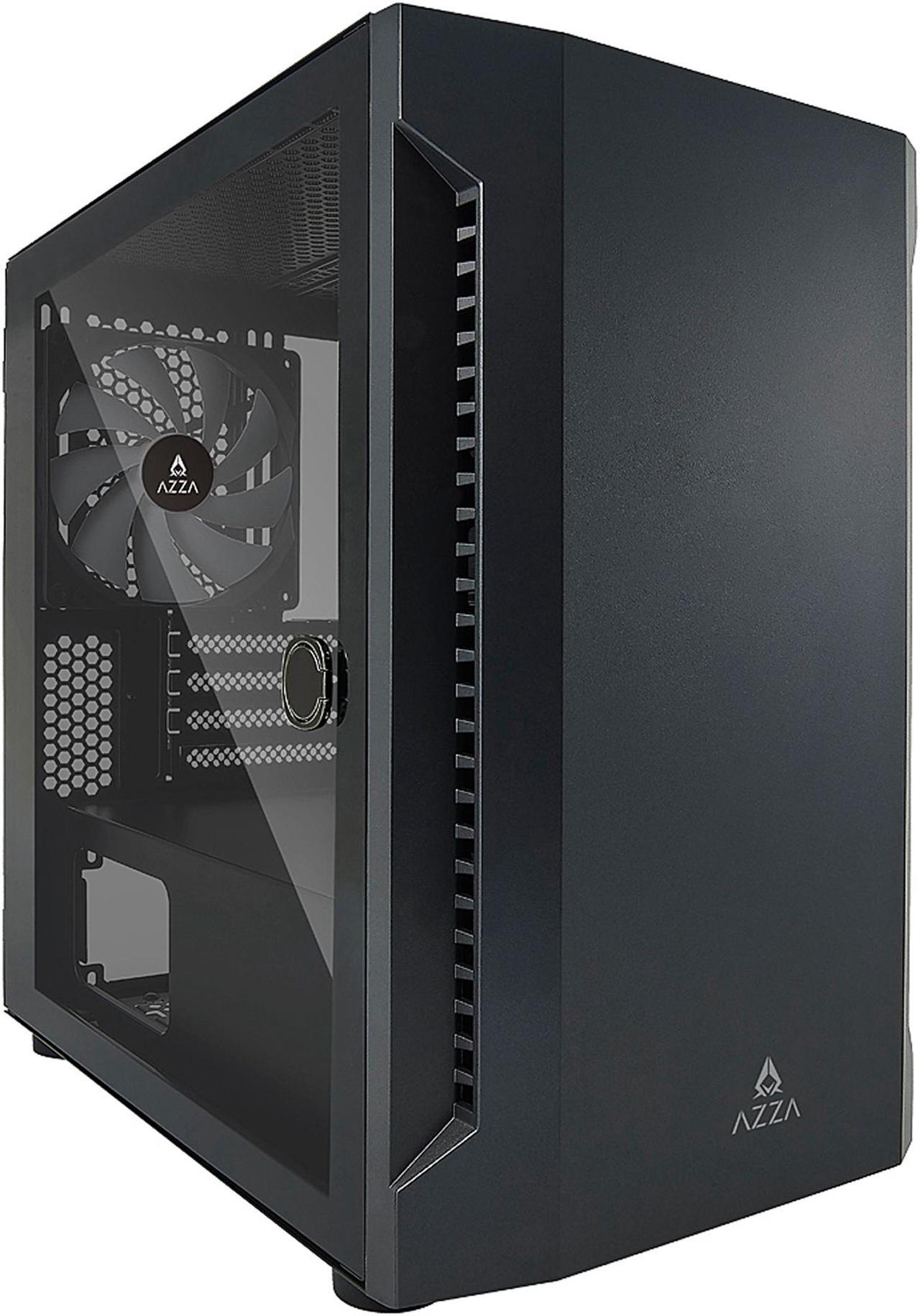 AZZA Bastion CSAZ-120 Black Steel / Plastic / Tempered Glass Micro ATX Mid Tower Computer Case (1 x 140mm fan included )