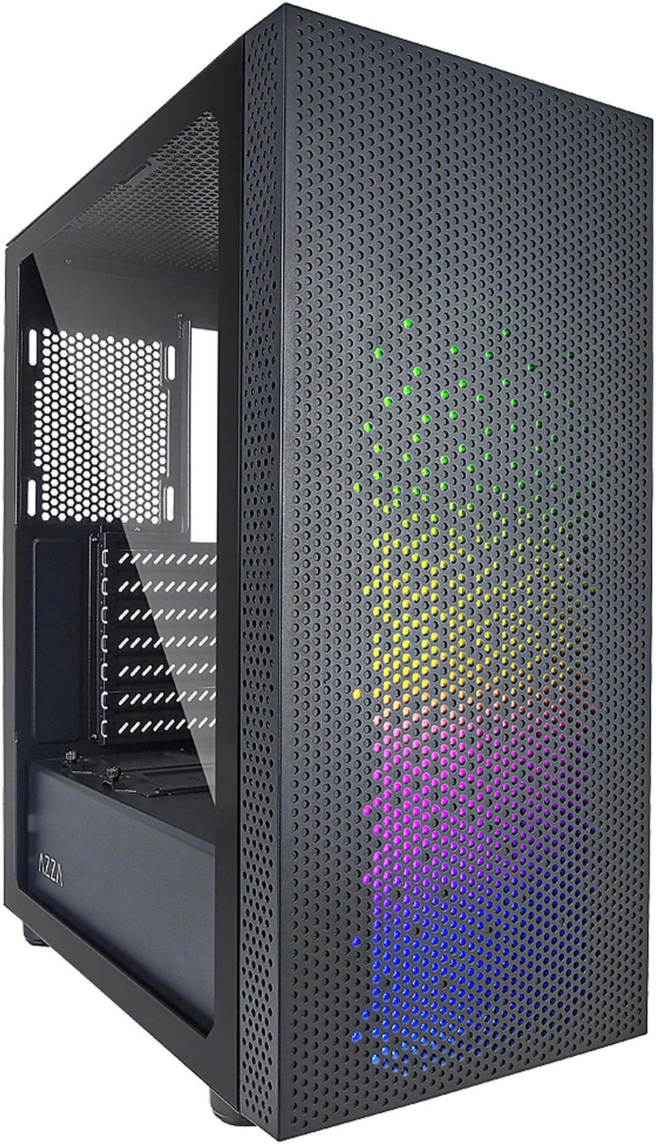 AZZA CELESTA CSAZ-340F Black Steel / Plastic / Tempered Glass ATX Mid Tower Computer Case with Addressable RGB Light Strip in the Front