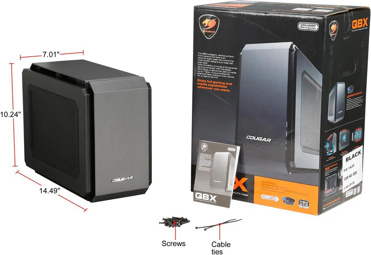 Alt view image 11 of 11 - COUGAR QBX Black Steel Mini-ITX Ultra-Compact Pro Gaming Case