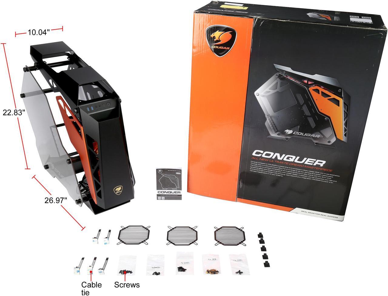 Alt view image 8 of 8 - COUGAR Conquer Aluminum Alloy ATX Mid Tower Aluminum Frame Tempered Glass Gaming Case with LED Fan