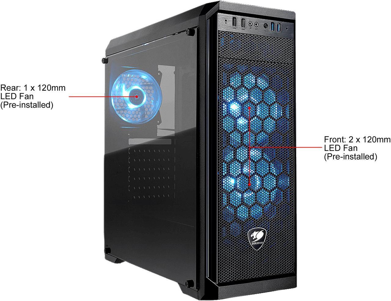 Alt view image 3 of 14 - COUGAR MX330-G Air Black Steel / Tempered Glass ATX Mid Tower Computer Case