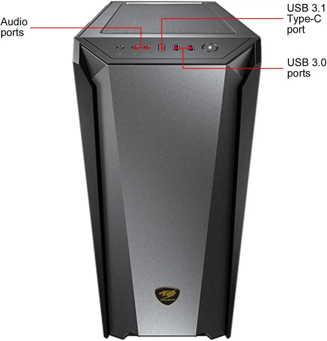 Alt view image 3 of 10 - COUGAR MX660 Iron RGB-Dark Dark Black Steel / Plastic / Tempered Glass ATX Mid Tower Computer Case with Iron Front Panel and Clear Tempered Glass Left Panel