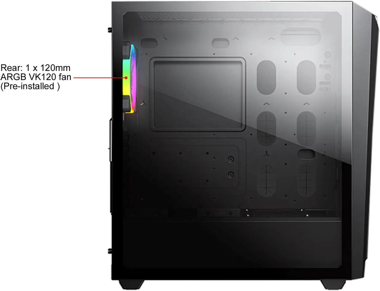 Alt view image 7 of 10 - COUGAR MX660 Iron RGB-Dark Dark Black Steel / Plastic / Tempered Glass ATX Mid Tower Computer Case with Iron Front Panel and Clear Tempered Glass Left Panel