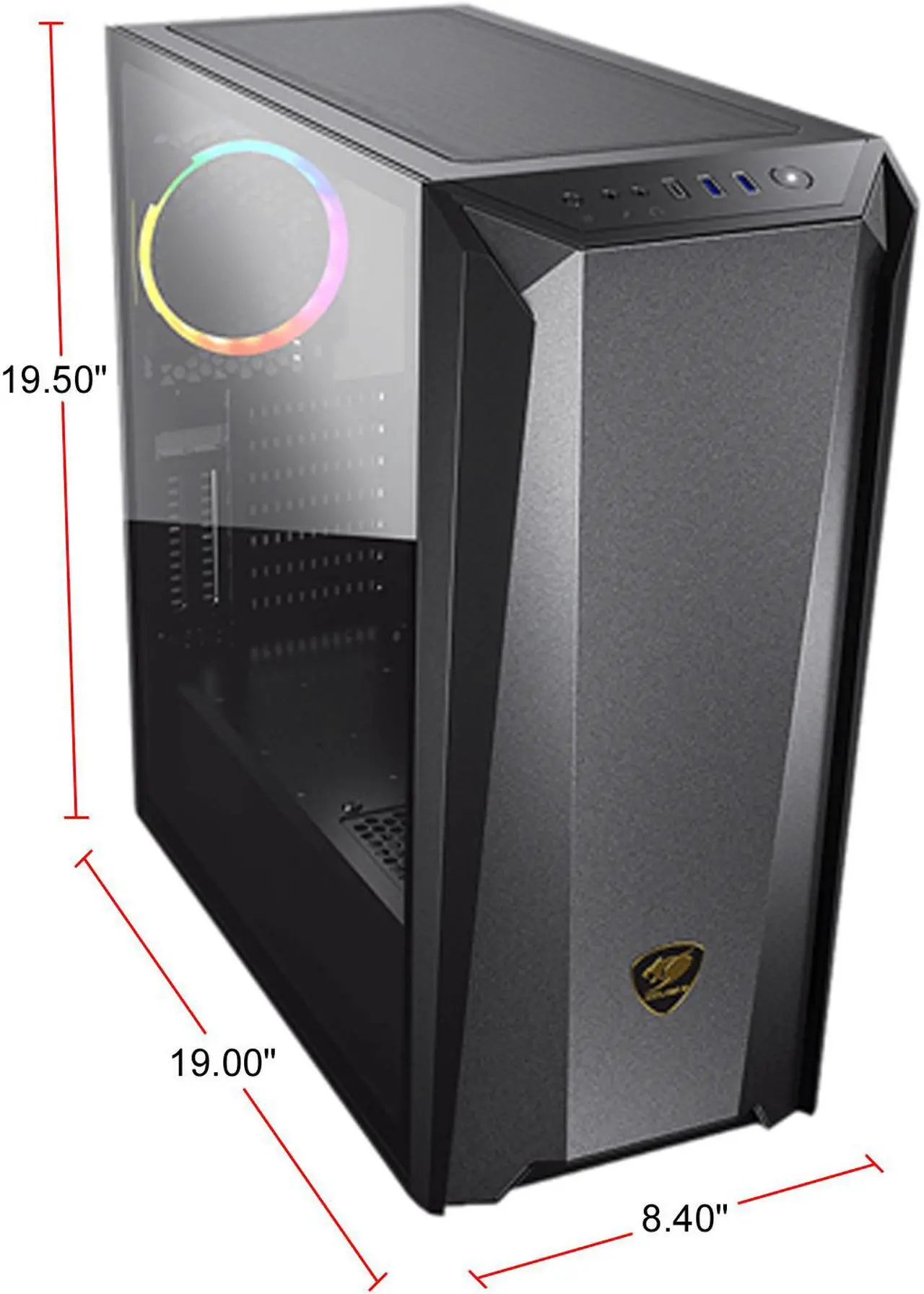 Alt view image 9 of 10 - COUGAR MX660 Iron RGB-Dark Dark Black Steel / Plastic / Tempered Glass ATX Mid Tower Computer Case with Iron Front Panel and Clear Tempered Glass Left Panel