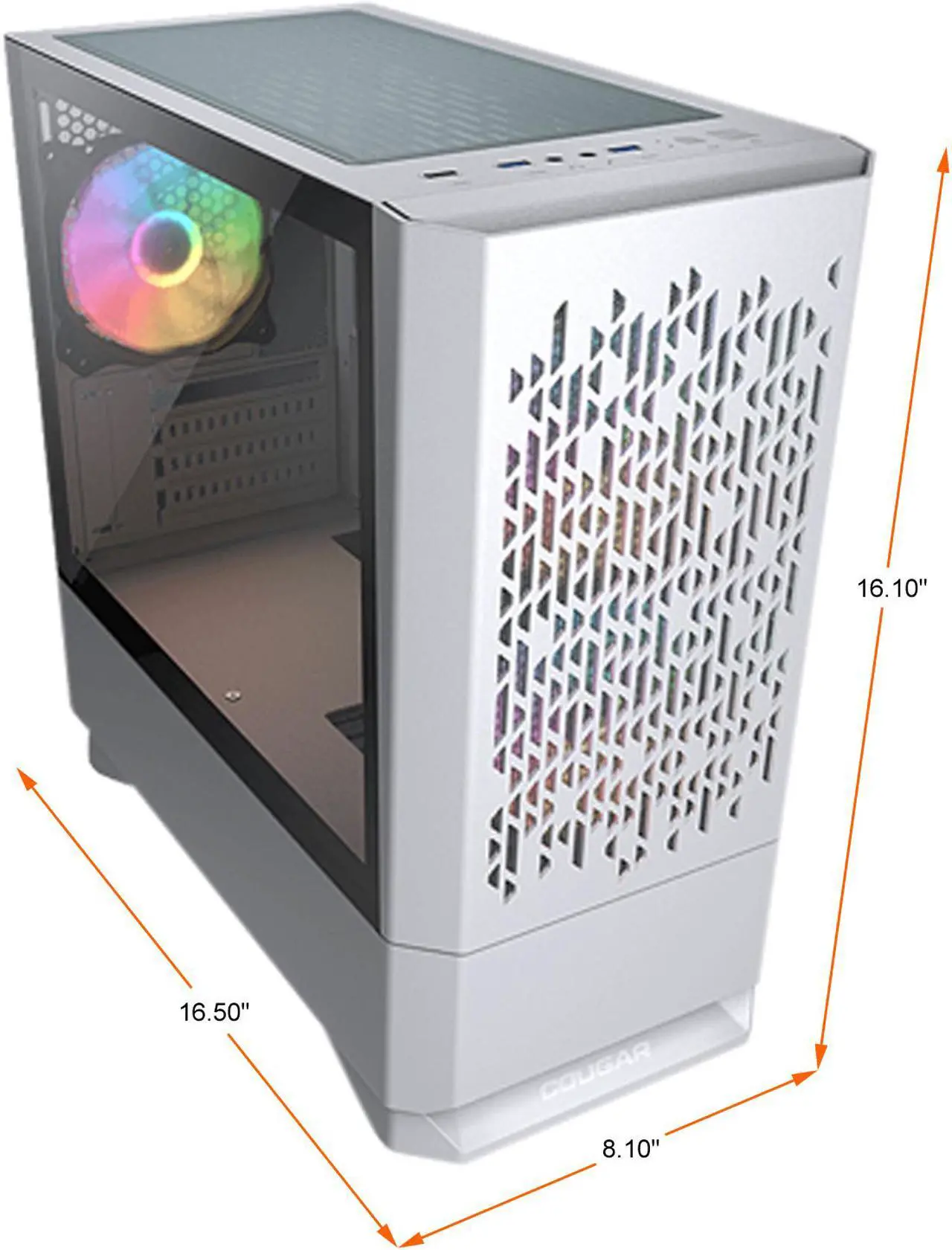 Alt view image 5 of 10 - COUGAR MG140 Air RGB White Micro ATX Tower Computer Case