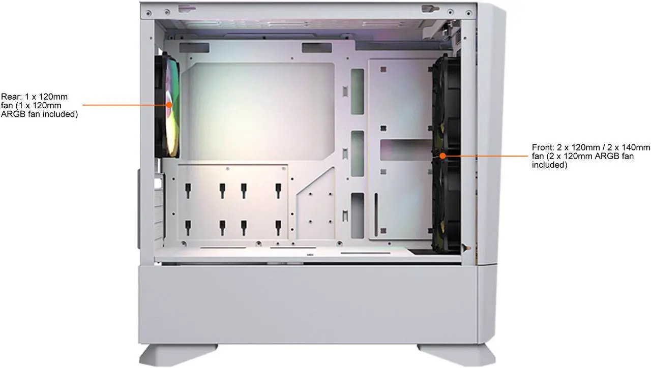 Alt view image 10 of 10 - COUGAR MG140 Air RGB White Micro ATX Tower Computer Case