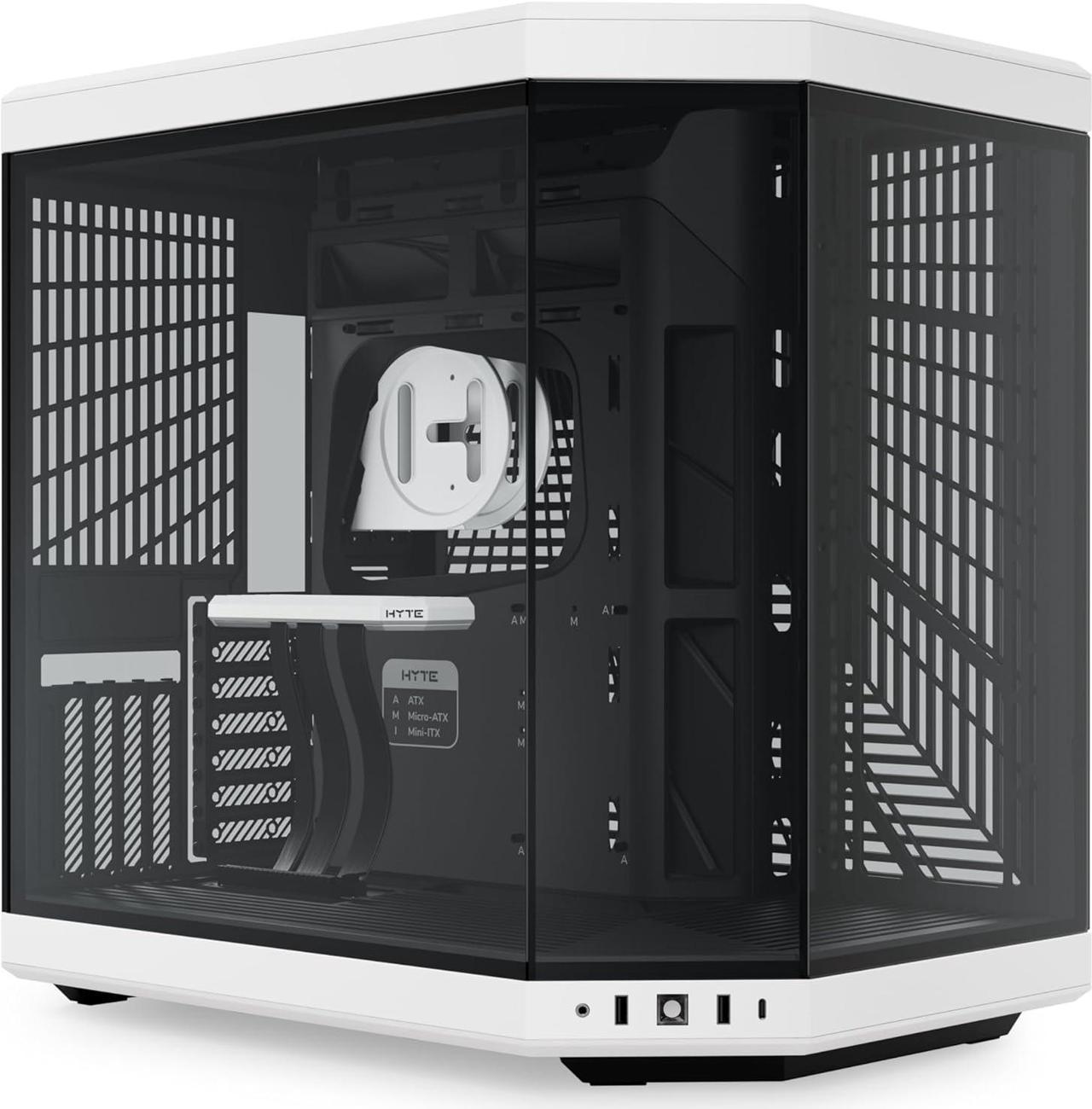 HYTE Y70 CS-HYTE-Y70-BW Dual Chamber Mid-Tower ATX Case with PCIe 4.0 Express Riser Cable Included, White/Black