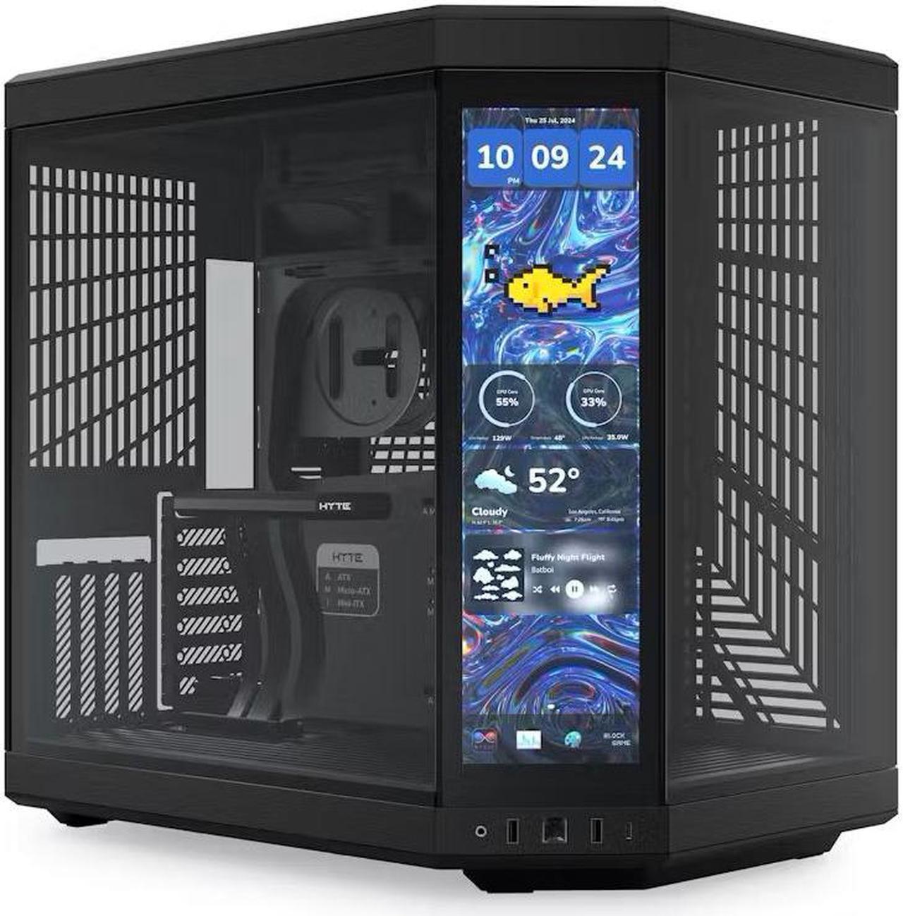 HYTE Y70 touch infinite Dual Chamber ATX Mid Tower Modern Aesthetic Case With Integrated 2.5K LCD Touchscreen - Pitch Black