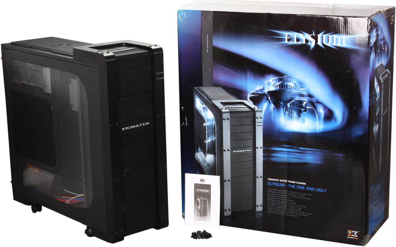 Alt view image 9 of 9 - Xigmatek Elysium Black CCC-HSA0DS-U01 All Black Aluminum / Steel ATX Super Tower Computer Case