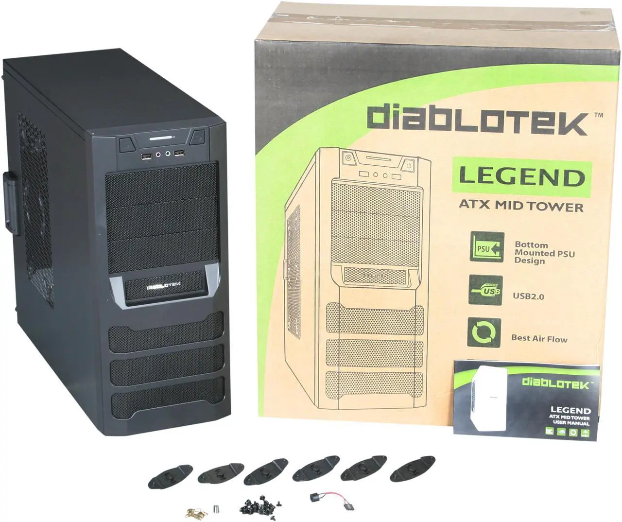 Alt view image 9 of 9 - Diablotek CPA-0390 Black SGCC Steel Legend ATX Mid Tower Computer Case