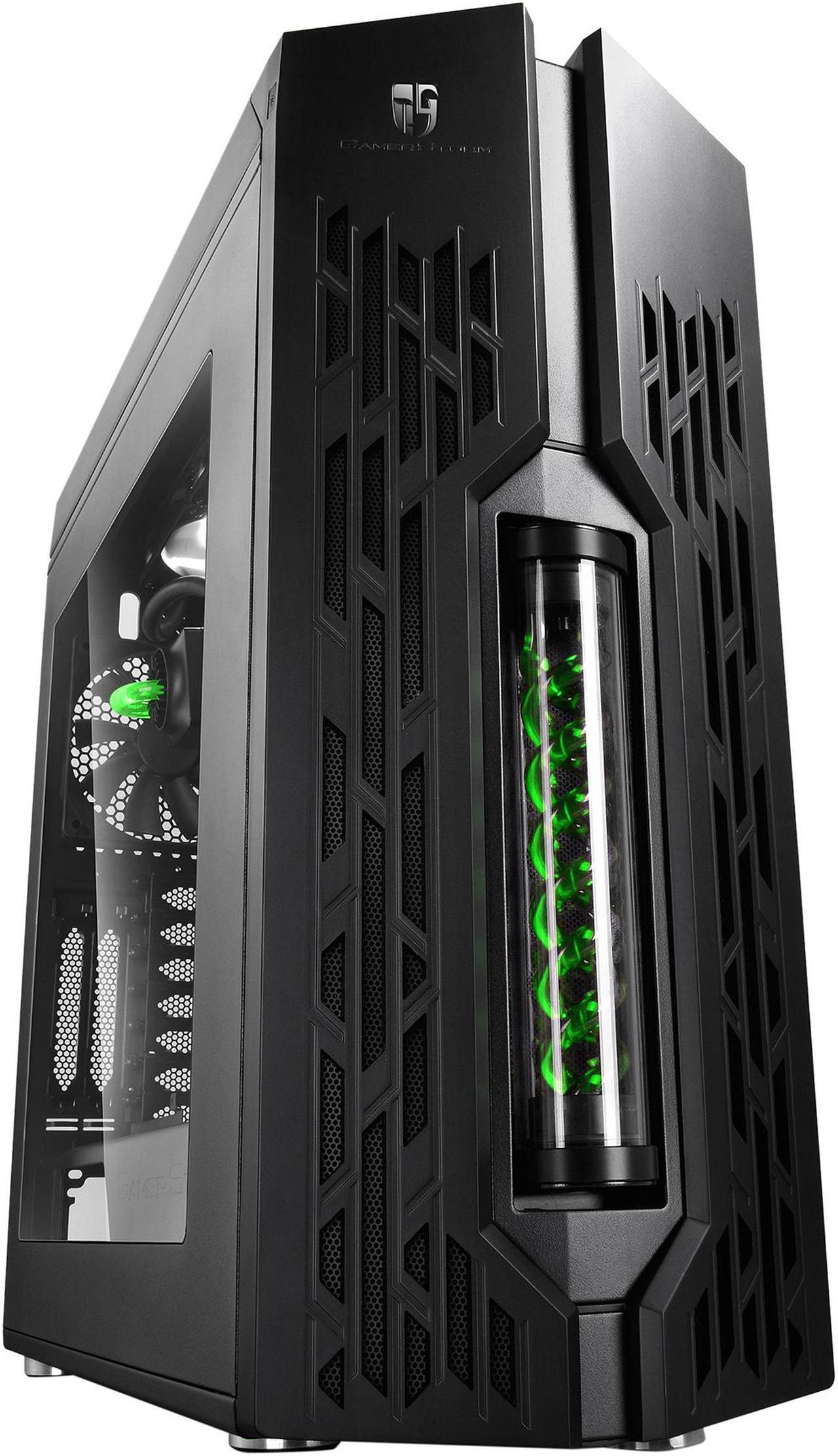 Main image of DEEPCOOL GENOME II The Upgraded worldwide first unique gaming case with integrated 360mm liquid cooling system Black case with Green helix