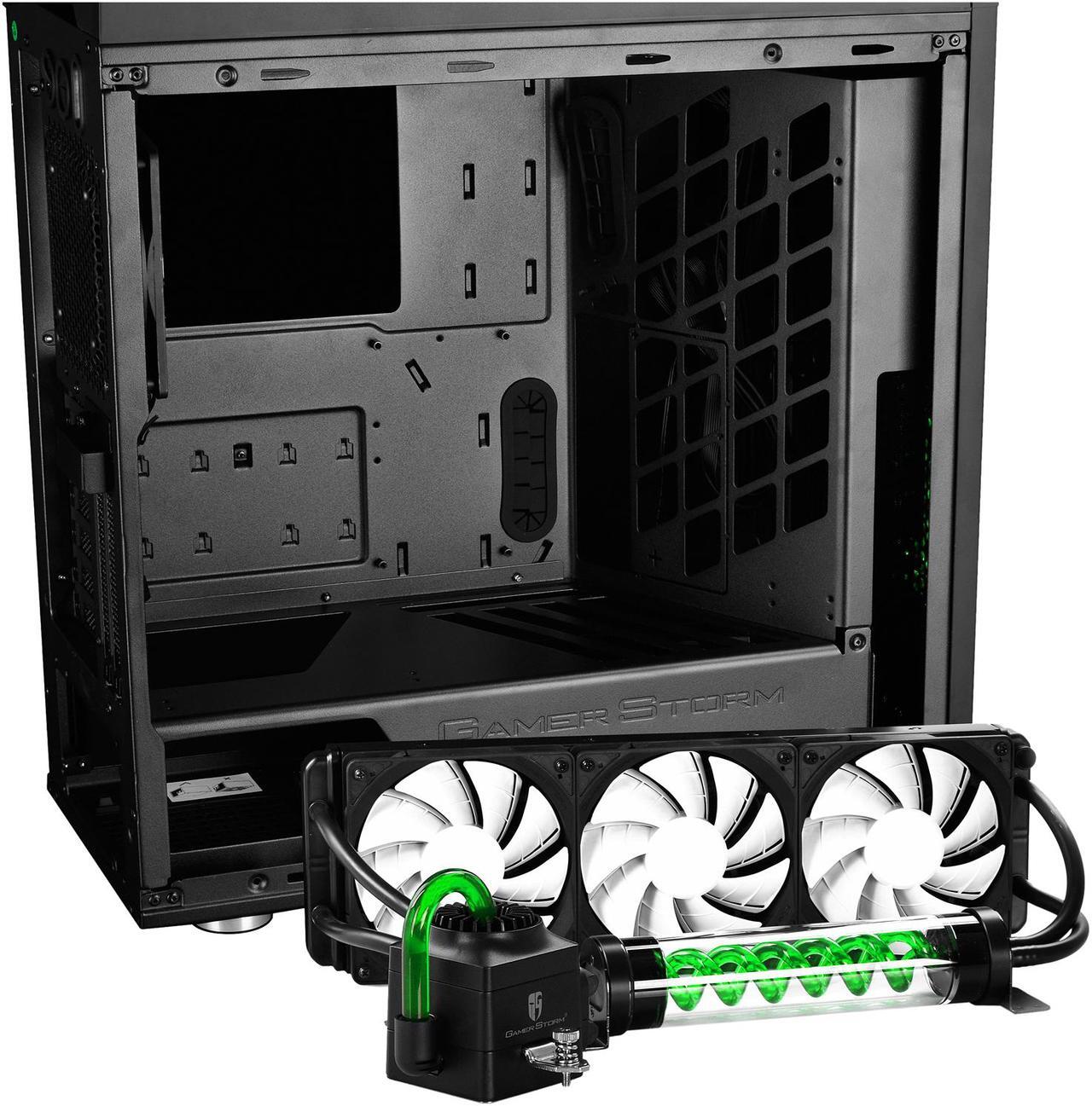 Alt view image 5 of 11 - DEEPCOOL GENOME II The Upgraded worldwide first unique gaming case with integrated 360mm liquid cooling system Black case with Green helix