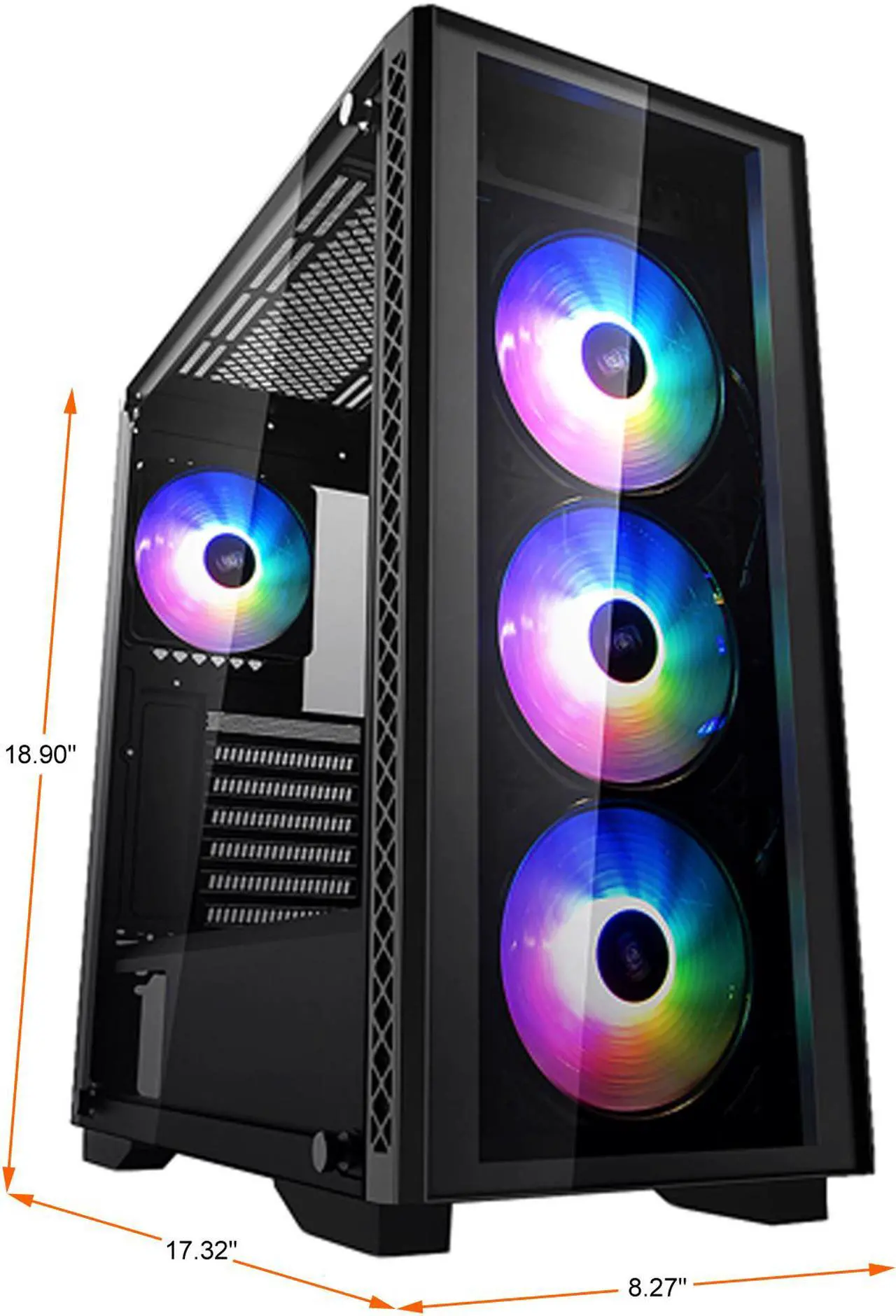 Alt view image 2 of 12 - DEEPCOOL MATREXX 50 ADD-RGB 4F Mid-Tower Case 4x120mm ADD-RGB Fans, Full-size Tempered Glass Side And Front Panel, Motherboard SYNC Control
