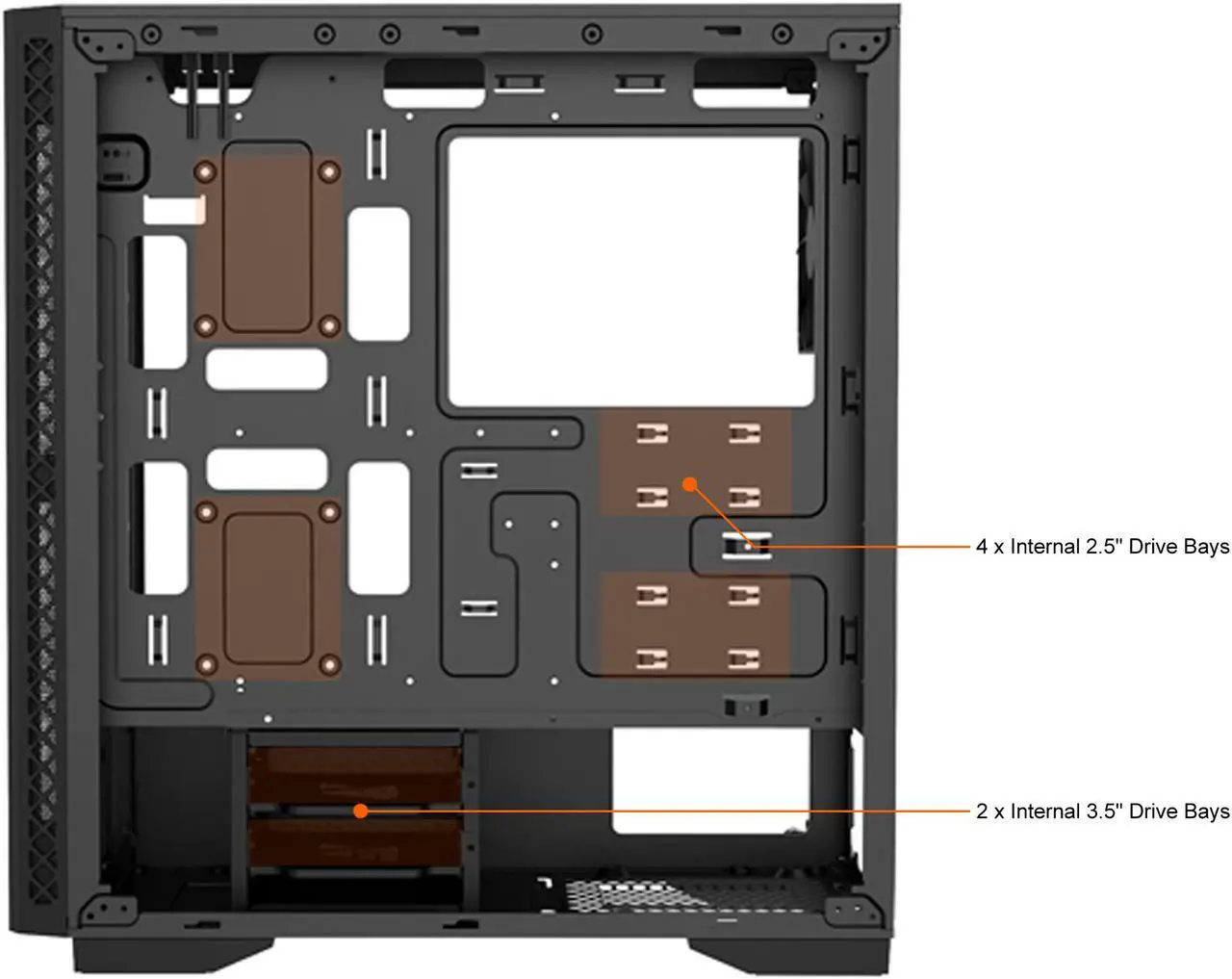 Alt view image 7 of 12 - DEEPCOOL MATREXX 50 ADD-RGB 4F Mid-Tower Case 4x120mm ADD-RGB Fans, Full-size Tempered Glass Side And Front Panel, Motherboard SYNC Control