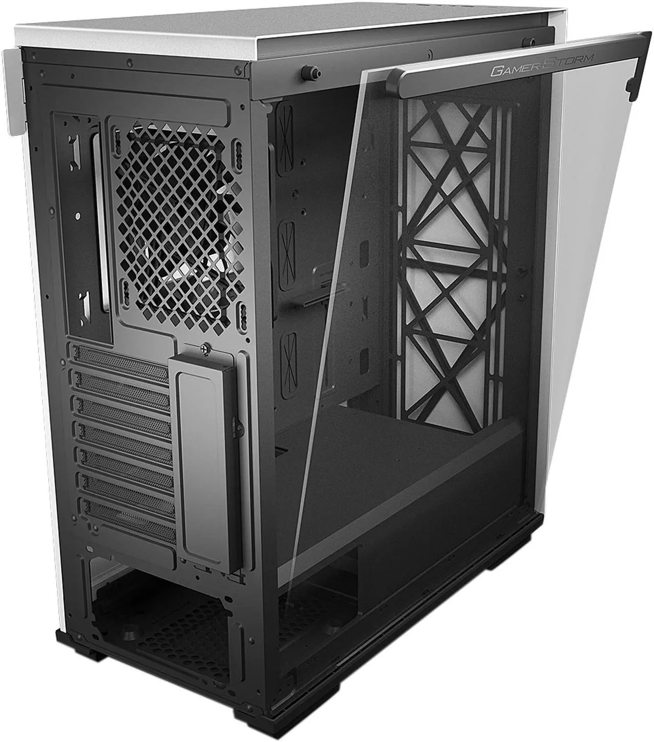 Alt view image 9 of 18 - DEEPCOOL Gamer Storm MACUBE 310 White ATX Mid Tower  Case Full-size Magnetic Tempered Glass Built-in Fan Hub and Graphics Card holder