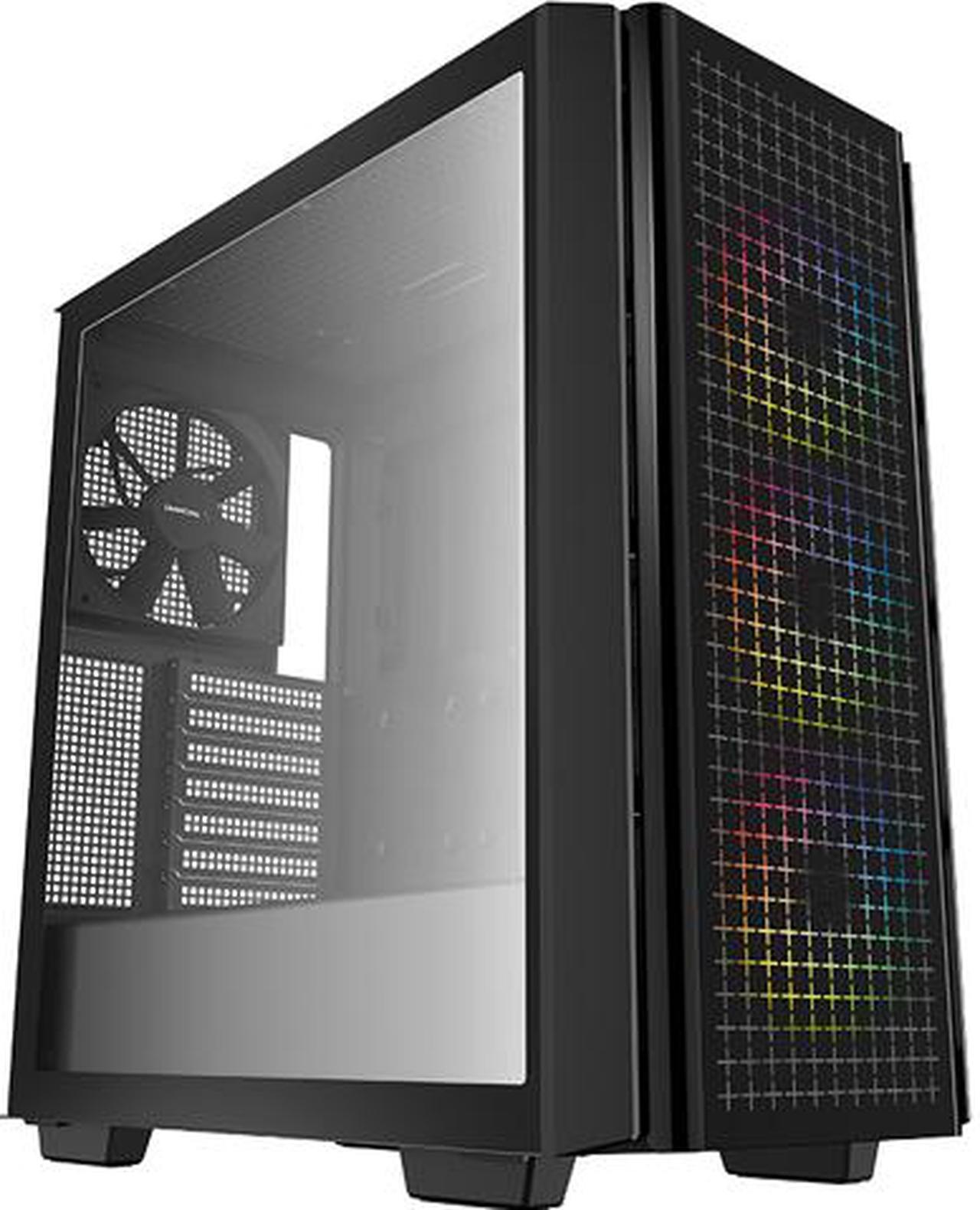 DeepCool CG540 Mid-Tower ATX Case, Tempered Glass Front and Side Panels, Three Pre-Installed 120mm ARGB fans, 140mm Rear Black Fan, Black