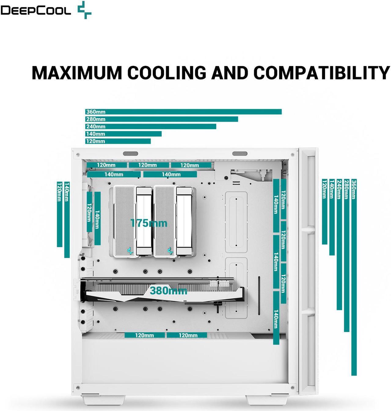 Alt view image 4 of 6 - DeepCool CH560 WH ATX Airflow case, 3x Pre-Installed 140mm ARGB Fans, Hybrid Mesh/Tempered Glass Side Panel, Magnetic Top Mesh Filter, Type-C, USB 3.0, White