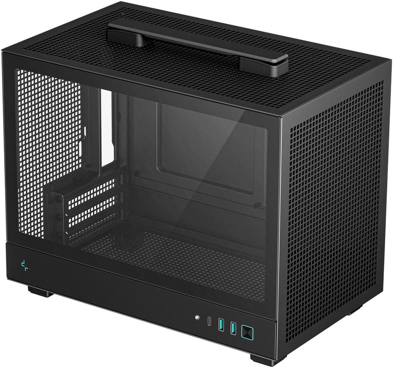 Main image of DeepCool CH160 Mini-ITX PC Case, High Airflow Mesh Panels, Full-Sized Air Cooler Support, Direct Insert GPU Capable, Flexible Drive and PSU Compatibility, Black