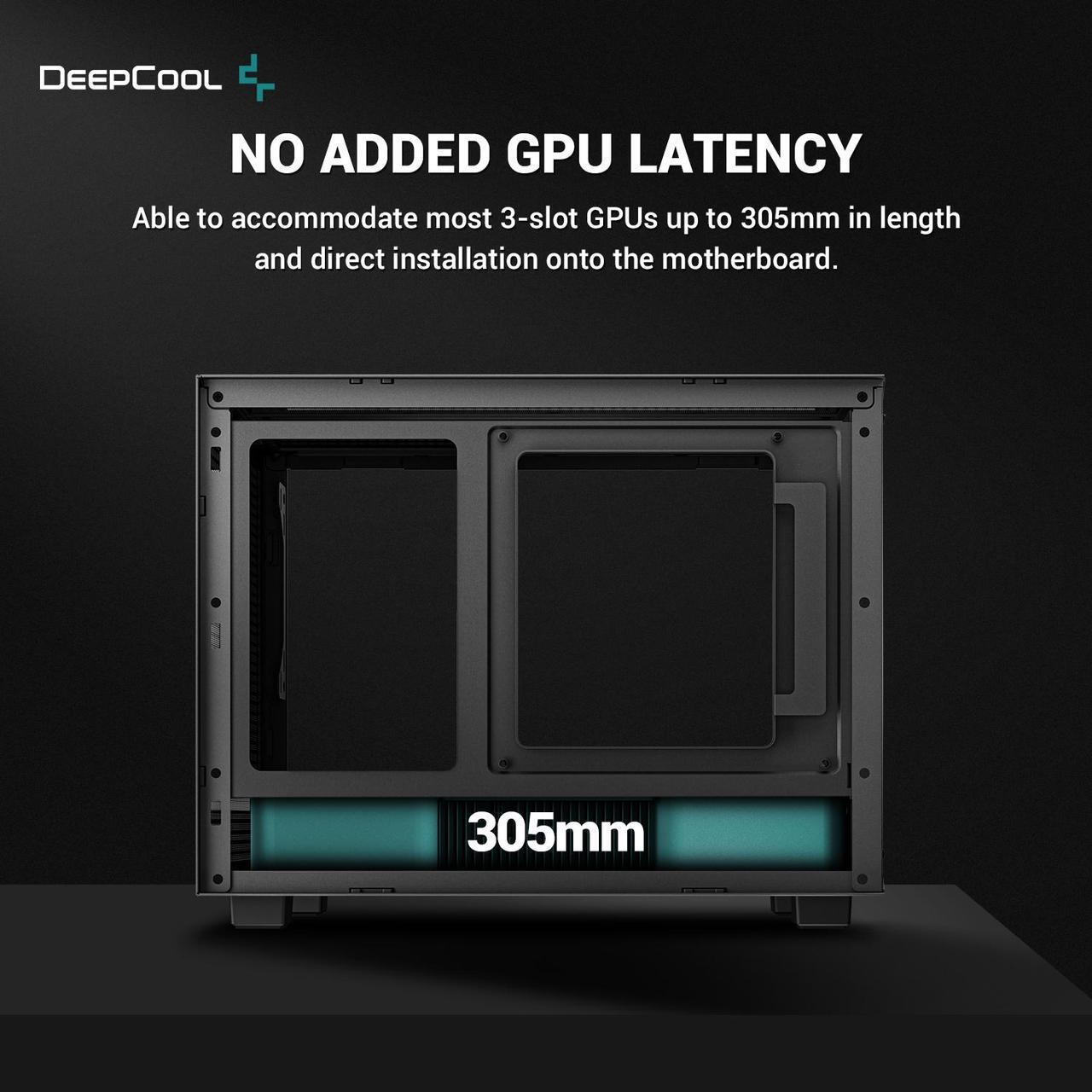 Alt view image 6 of 7 - DeepCool CH160 Mini-ITX PC Case, High Airflow Mesh Panels, Full-Sized Air Cooler Support, Direct Insert GPU Capable, Flexible Drive and PSU Compatibility, Black