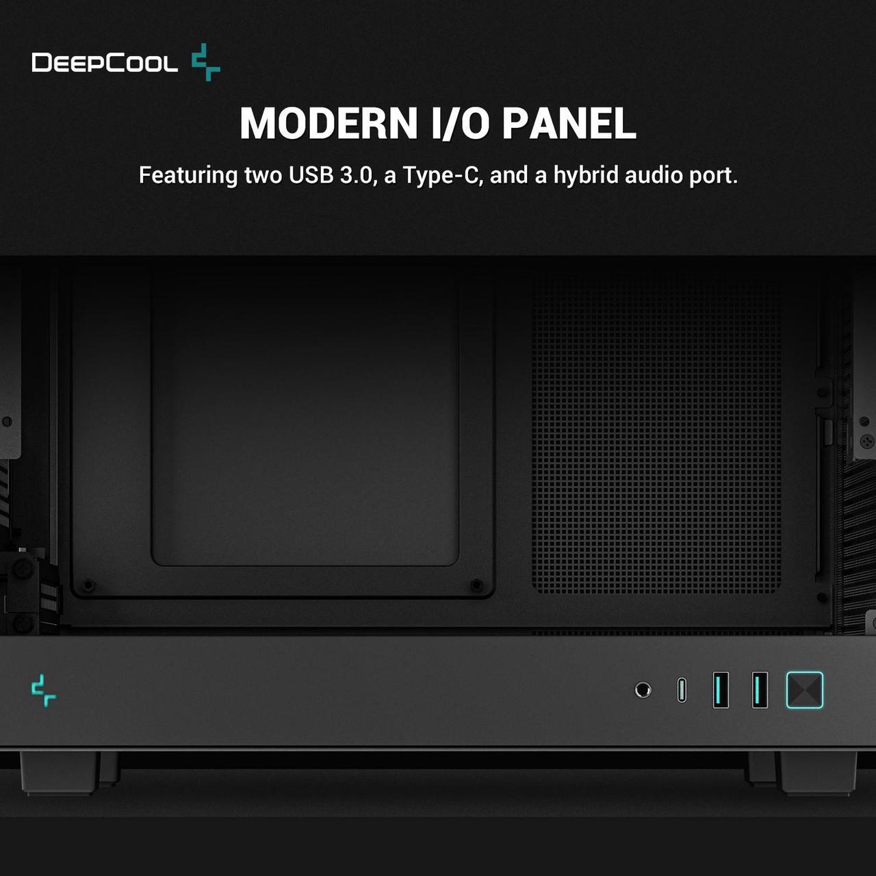Alt view image 7 of 7 - DeepCool CH160 Mini-ITX PC Case, High Airflow Mesh Panels, Full-Sized Air Cooler Support, Direct Insert GPU Capable, Flexible Drive and PSU Compatibility, Black