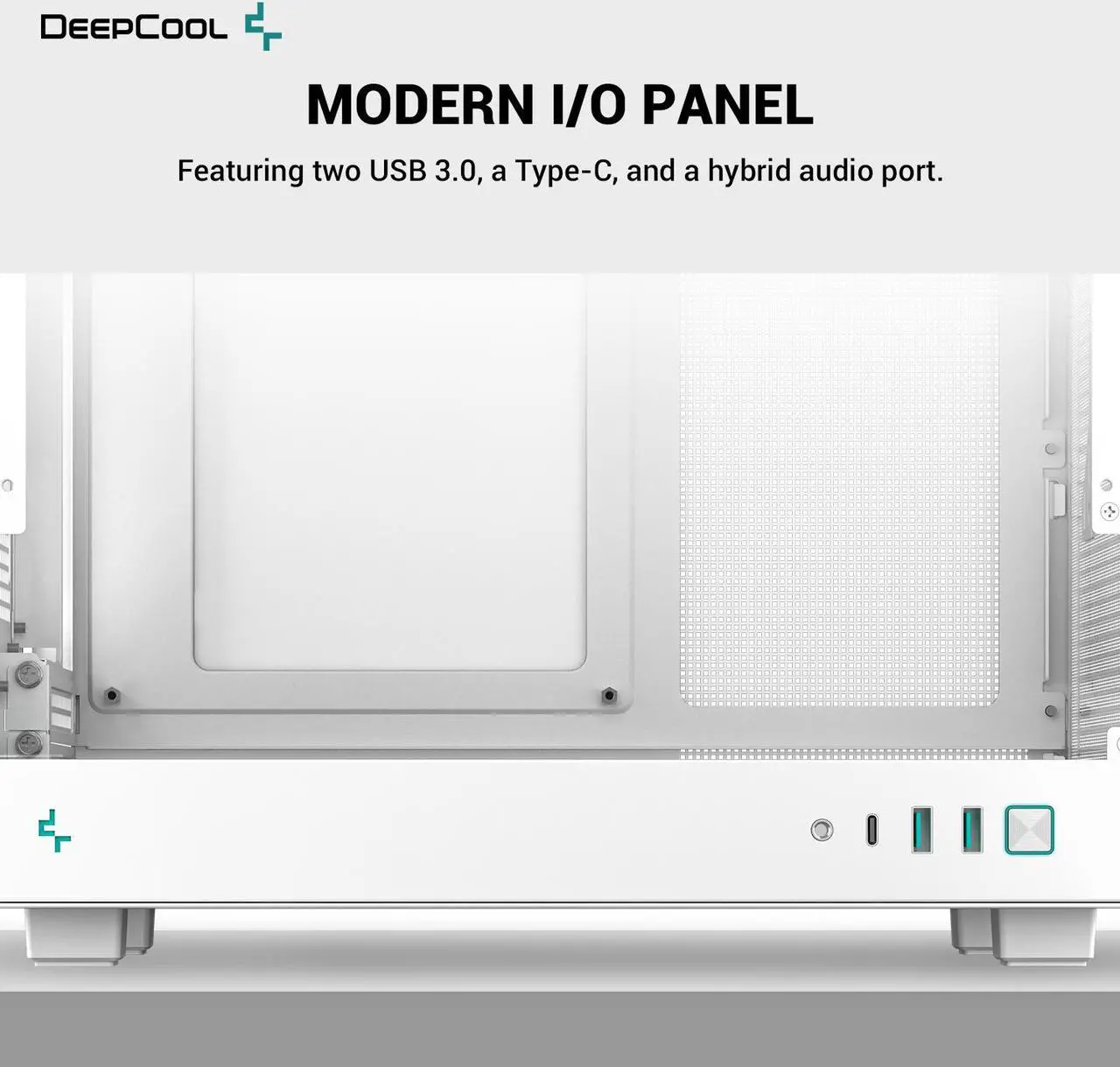 Alt view image 7 of 8 - DeepCool CH160 WH Mini-ITX PC Case, High Airflow Mesh Panels, Full-Sized Air Cooler Support, Direct Insert GPU Capable, Flexible Drive and PSU Compatibility, White