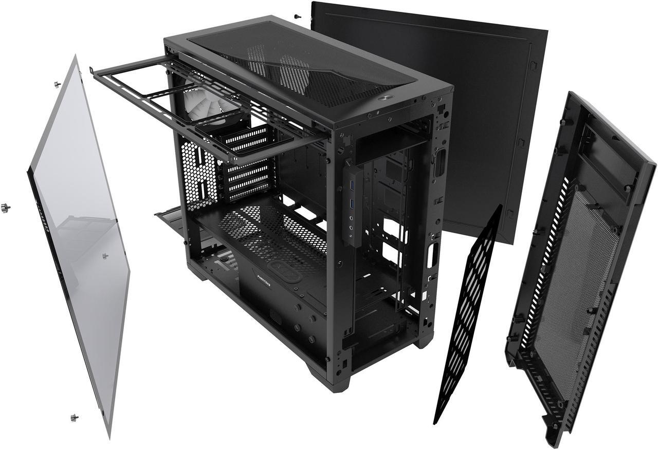 Alt view image 7 of 19 - Phanteks Enthoo Pro M Series PH-ES515PTG_BK Brushed Black Steel Frame / ABS Front / Tempered Glass Window ATX Mid Tower Computer Case