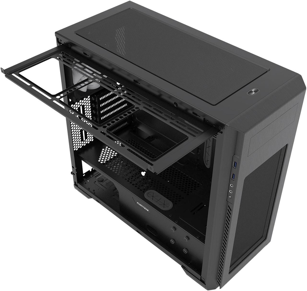Alt view image 8 of 19 - Phanteks Enthoo Pro M Series PH-ES515PTG_BK Brushed Black Steel Frame / ABS Front / Tempered Glass Window ATX Mid Tower Computer Case