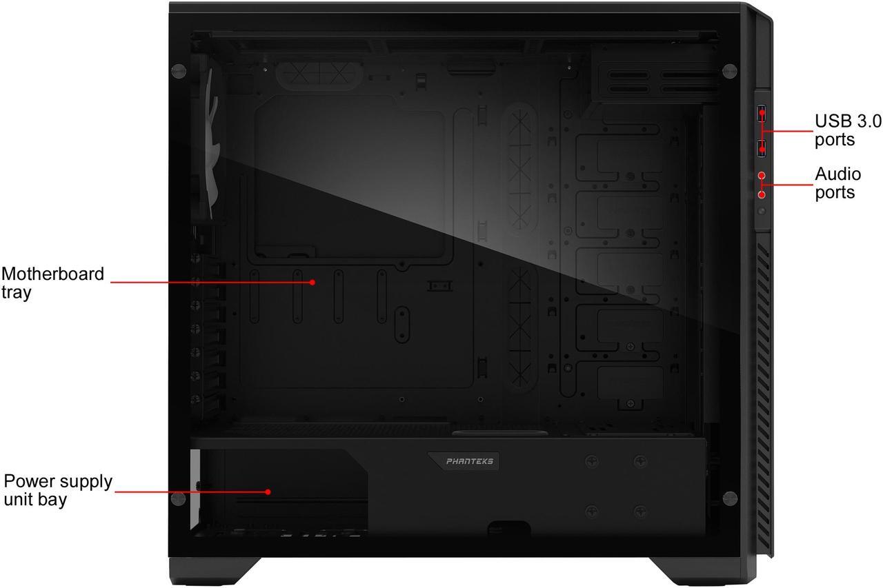 Alt view image 17 of 19 - Phanteks Enthoo Pro M Series PH-ES515PTG_BK Brushed Black Steel Frame / ABS Front / Tempered Glass Window ATX Mid Tower Computer Case
