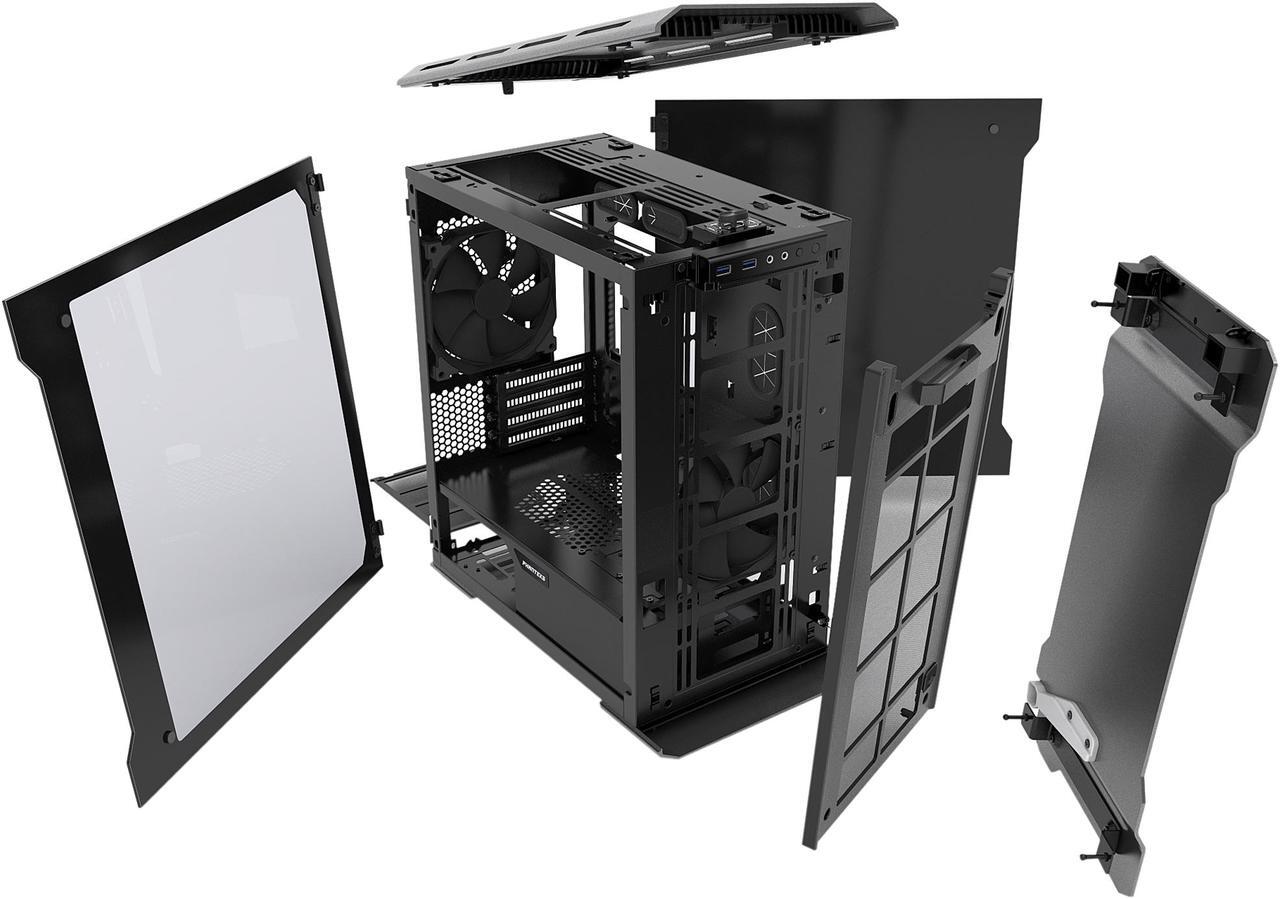 Alt view image 9 of 20 - Phanteks Enthoo Evolv PH-ES314ETG_AG Anthracite Gray Aluminum (3mm), Tempered Glass (3mm), Steel Chassis Micro ATX Tower Computer Case