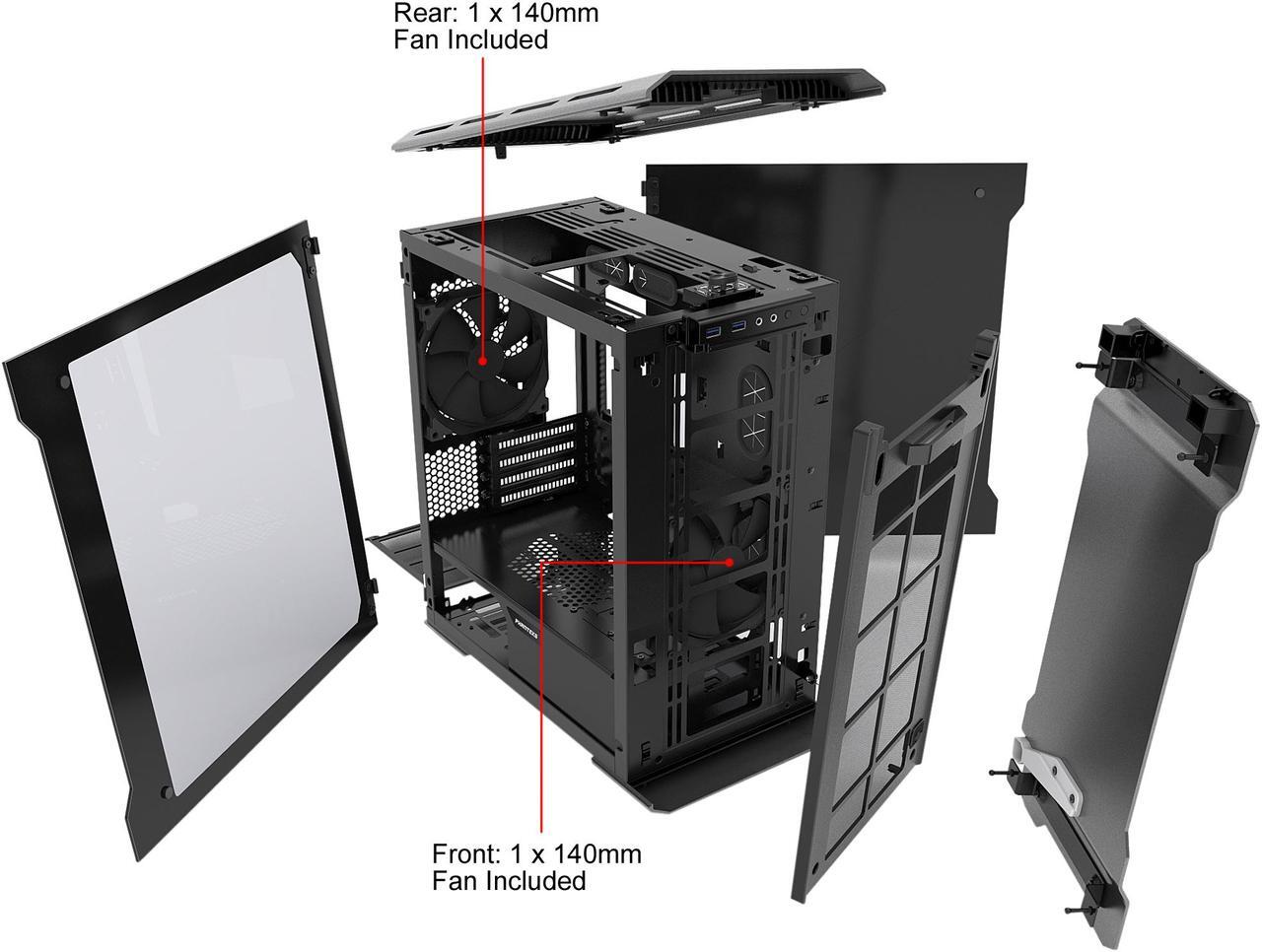 Alt view image 10 of 20 - Phanteks Enthoo Evolv PH-ES314ETG_AG Anthracite Gray Aluminum (3mm), Tempered Glass (3mm), Steel Chassis Micro ATX Tower Computer Case